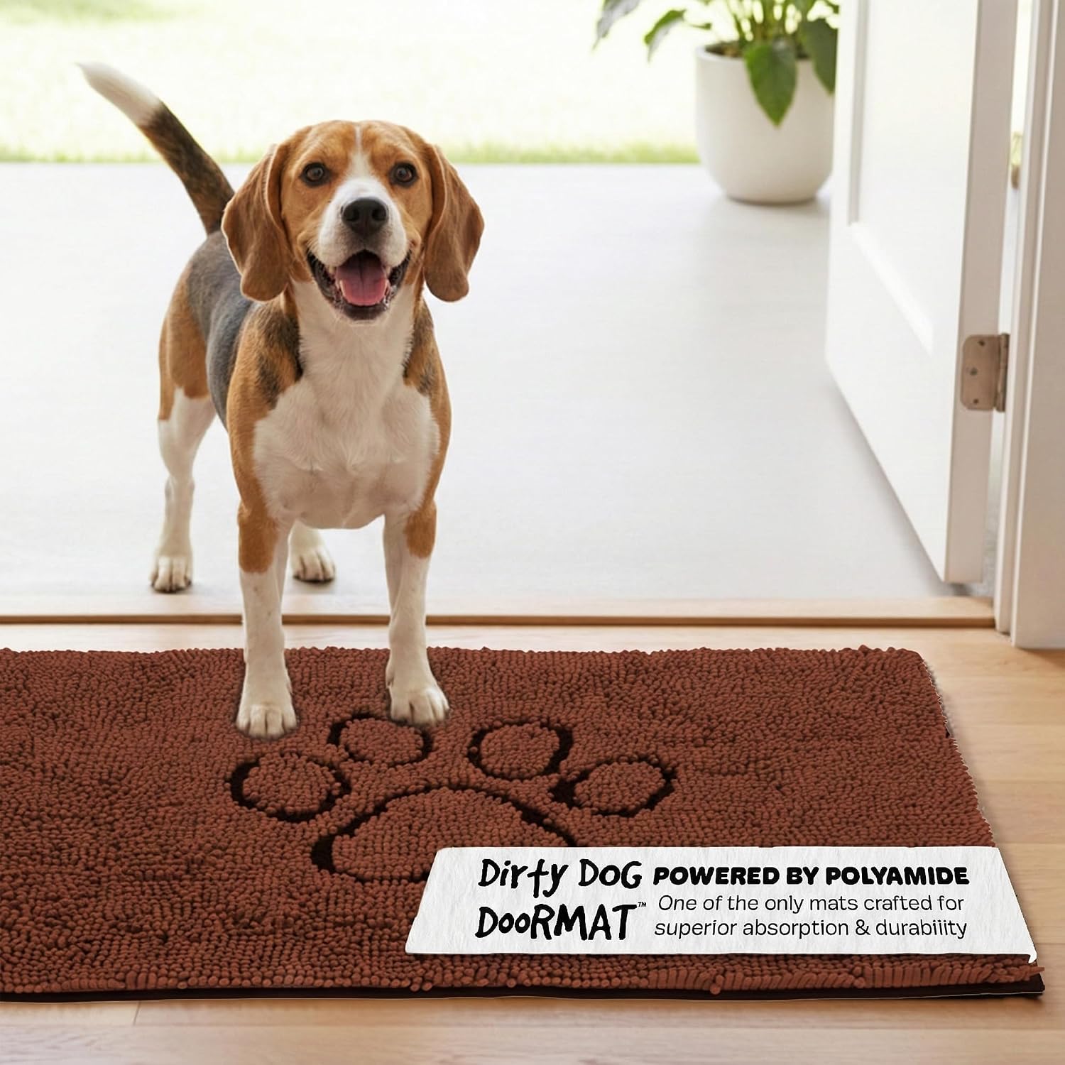 Dog Gone Smart Dirty Dog Doormat - Fast Drying Rug with Super Gripper Backing for Clean Floors - Super Absorbent and Machine Washable Mat for Muddy Paws - Grey