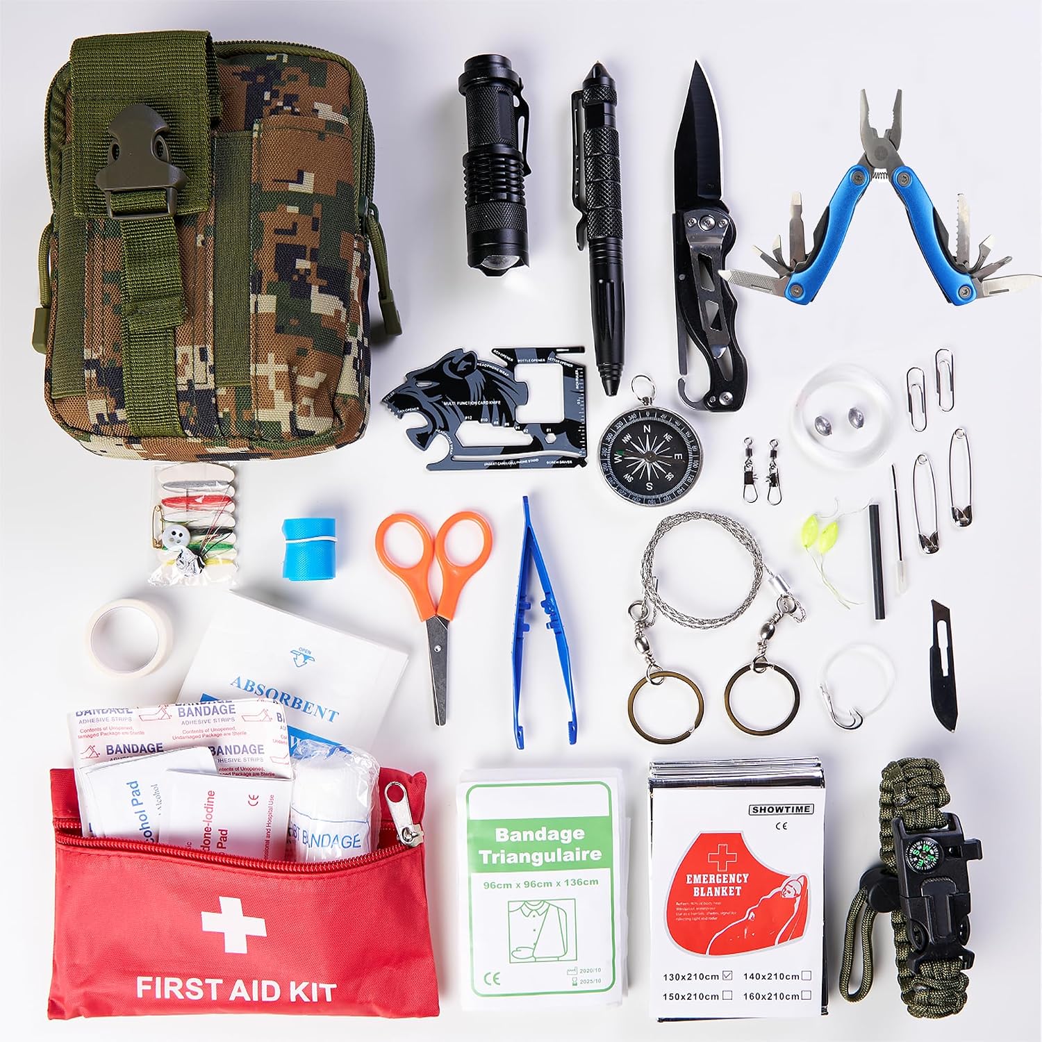 Survival Kit with Emergency Gear for Camping, Hiking & Outdoor Survival
