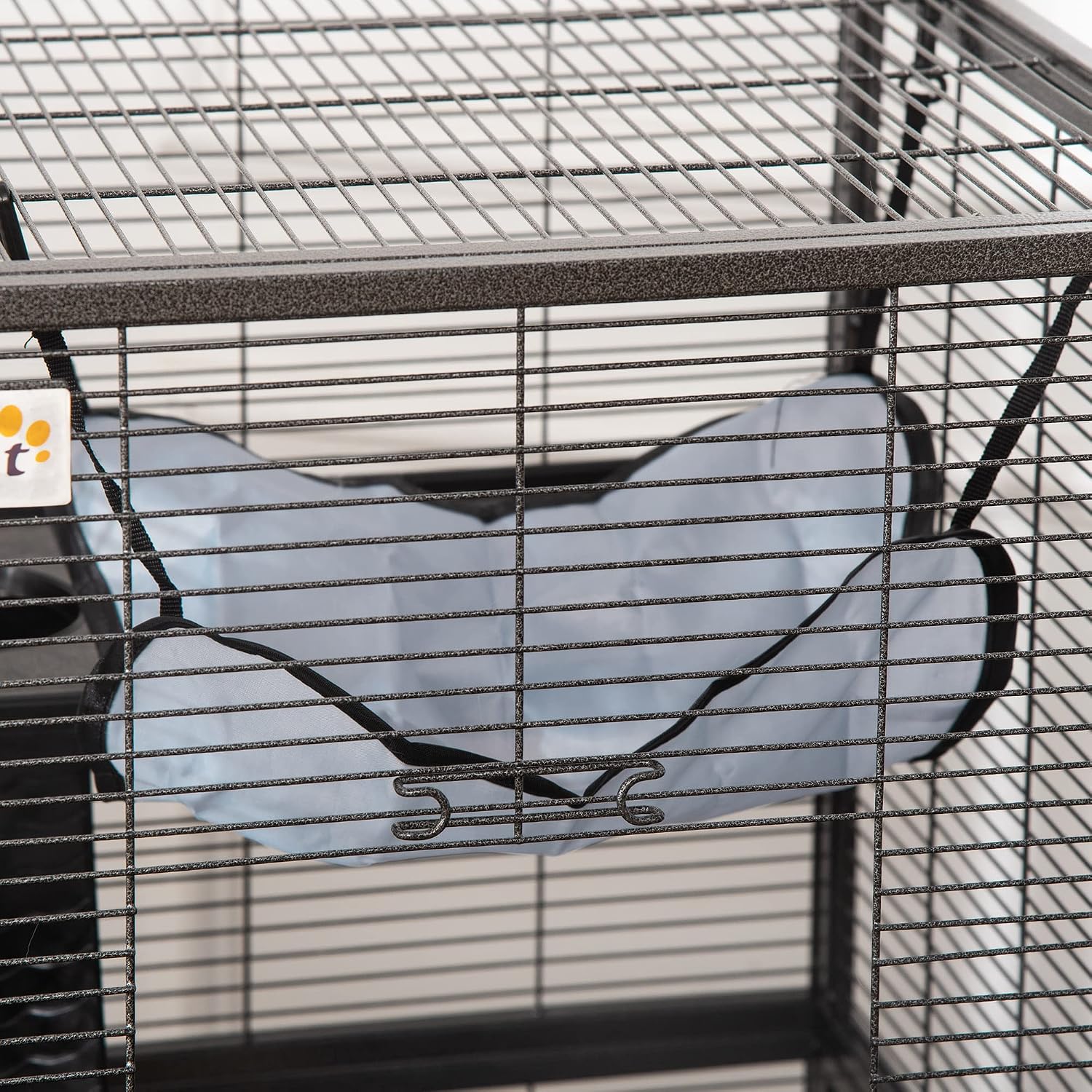 PawHut Metal Small Animal Cage, 4-Tiers Rolling Big Ferret Cage, Gray
