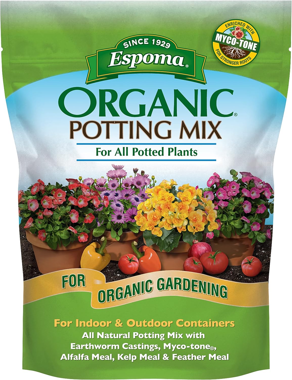 Espoma Organic Potting Soil Mix - All Natural Potting Mix for All Indoor & Outdoor Containers Including Herbs & Vegetables. for Organic Gardening