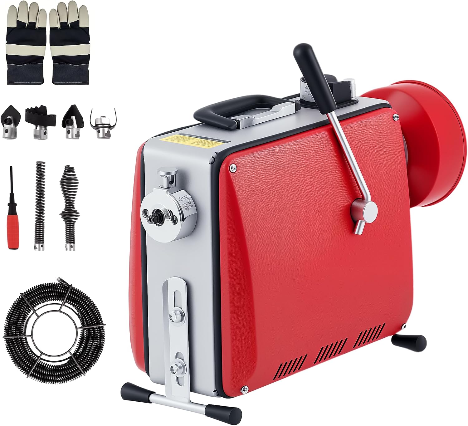 Electric Drain Cleaner Machine, Portable 66Ft & 16Ft Sewer Snake Auger with 6 Cutters, Professional Drain Cleaning Tool for 1-4 Inch Pipes in Sinks