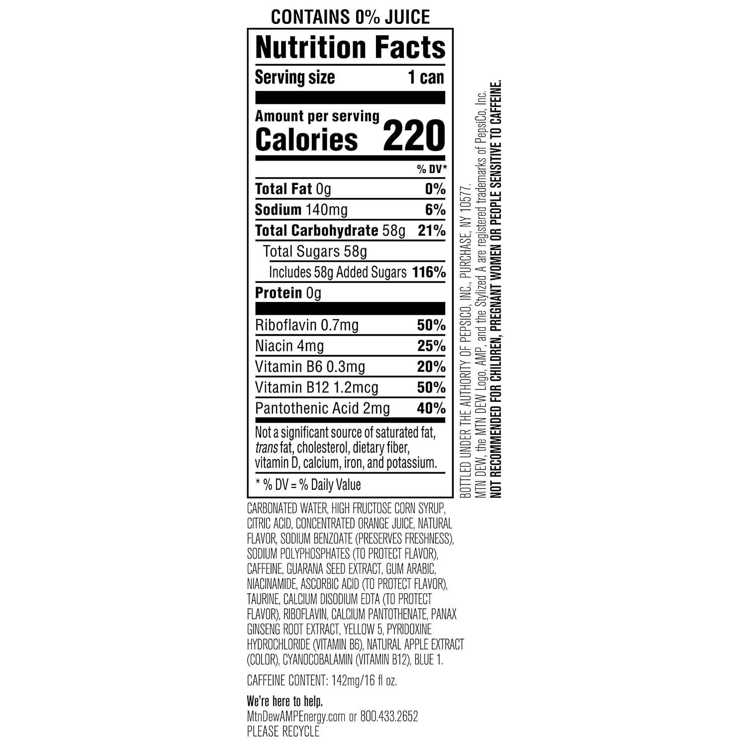 Mountain Dew AMP Energy Drink, Original, 16 fl oz cans (12 Pack) | Energy Drink with Caffeine & B Vitamins, Packaging May Vary