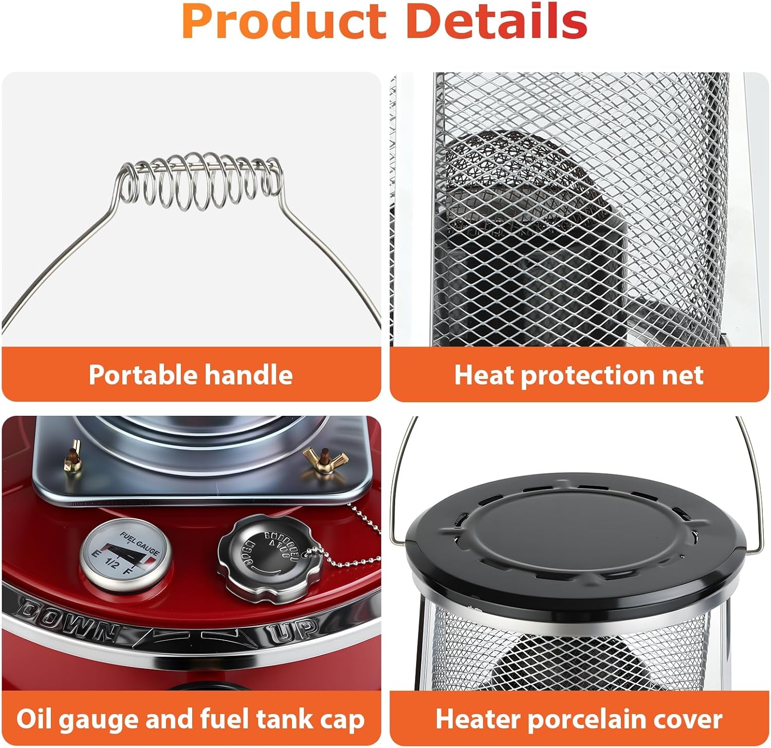 Kerosene Heater for Indoor/Outdoor Use, Non-Electric Camping Stove & Heater, 9000BTU Portable Kerosene Heaters for Camping, Garage