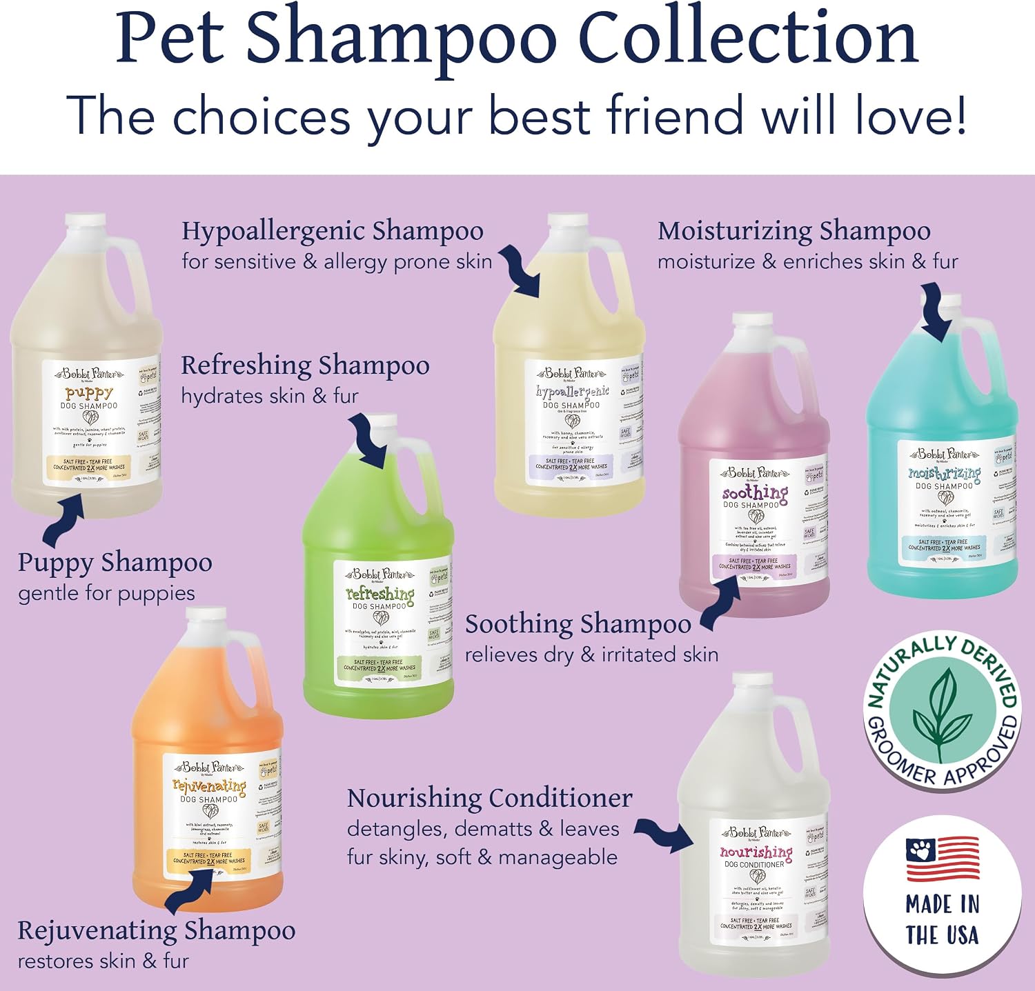 Bobbi Panter Soothing Dog Shampoo Tea Tree, Lavender, Cucumber & Oat Protein – Natural Formula for Sensitive Skin & Irritation Relief, Tear-Free, 30:1 Concentrate, Made in USA, 14 oz