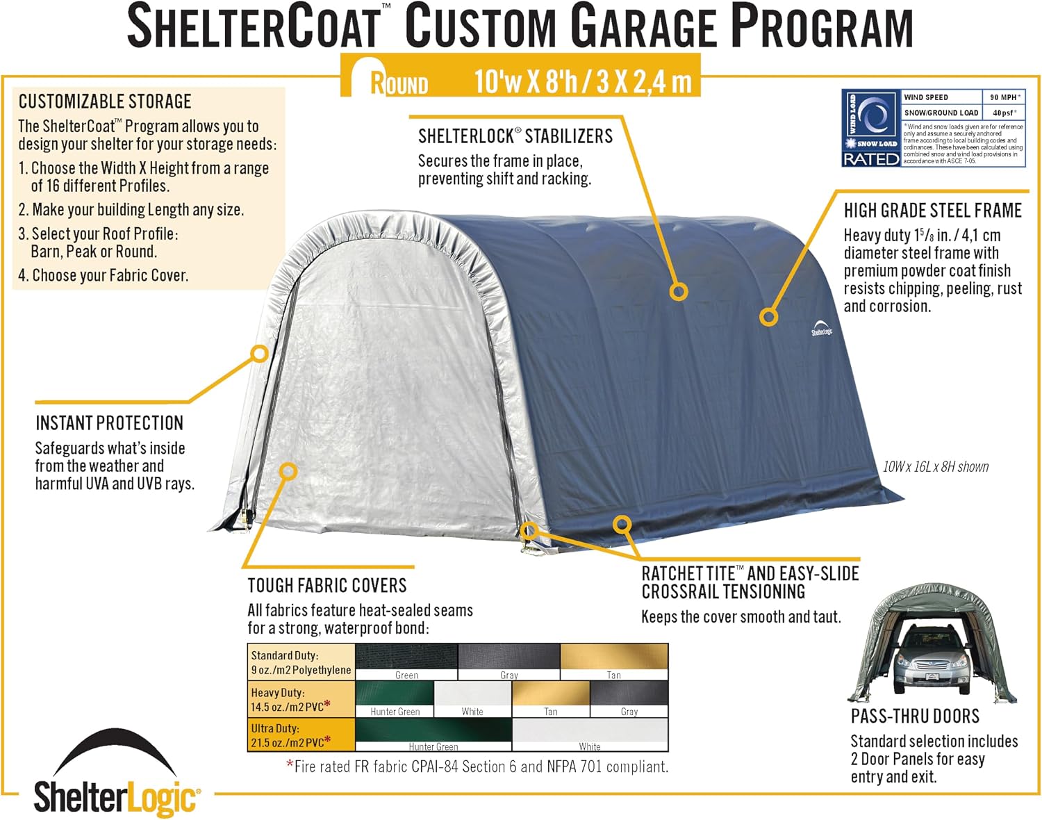 ShelterLogic 77813 Grey 10'x12'x8' Round Style Shelter