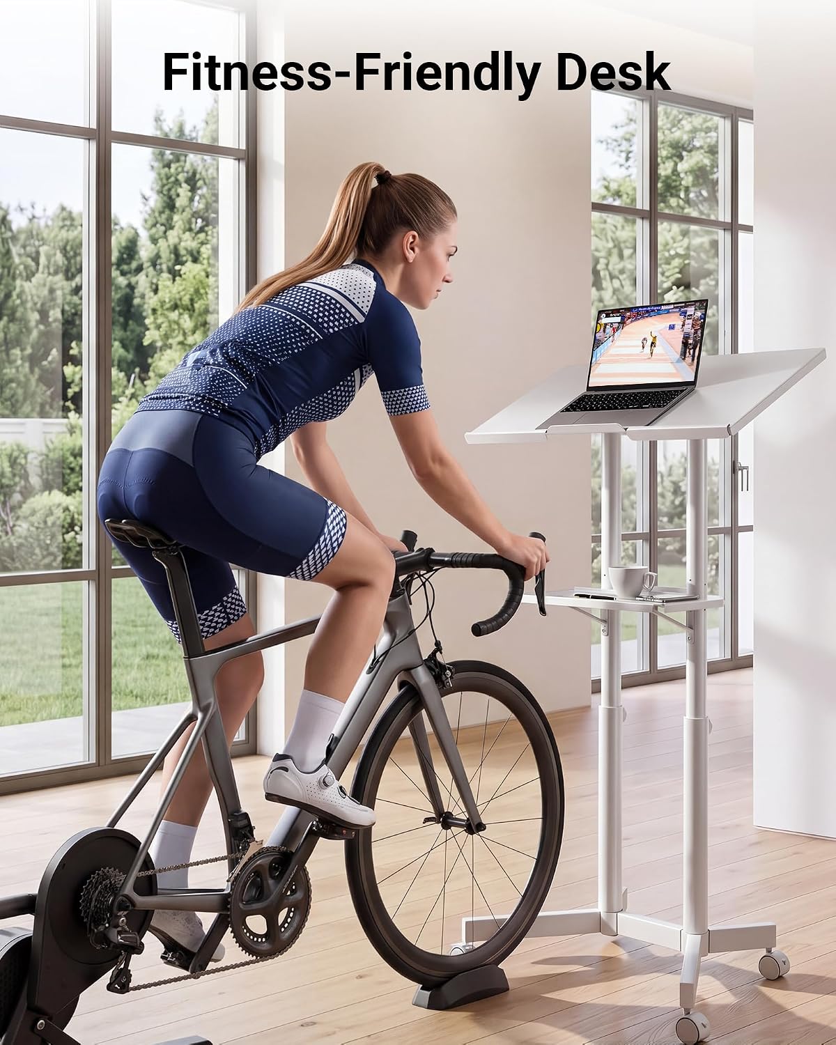 BONTEC Lecterns & Podiums Portable Mobile Standing Laptop Desk, Sit Stand | Height Adjustable, Home Office Classroom Pulpit Stand Up Desk Workstation, Rolling Table Laptop Cart with Storage Tray