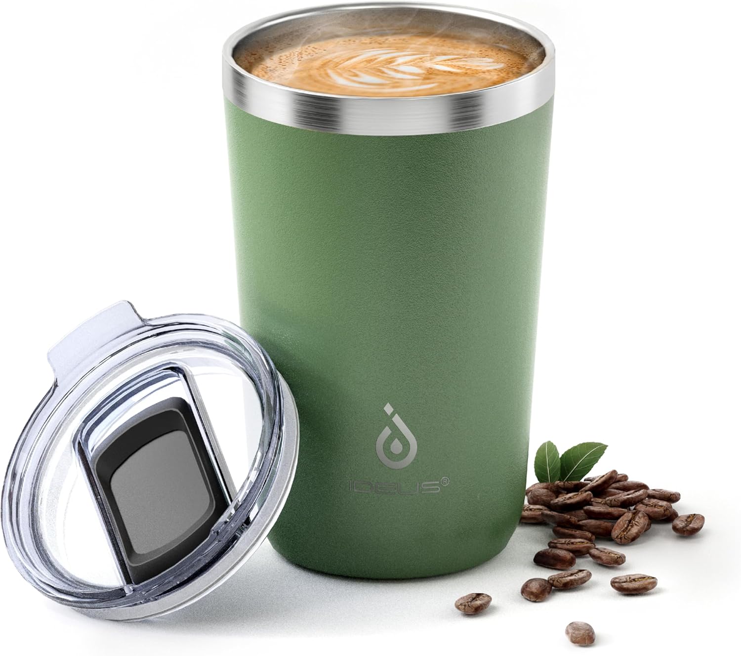 Ideus 20 oz Tumbler, Travel Coffee Mug with Splash Proof Sliding Lid, Double Wall Stainless Steel Vacuum Insulated Coffee Mug for Home and Office