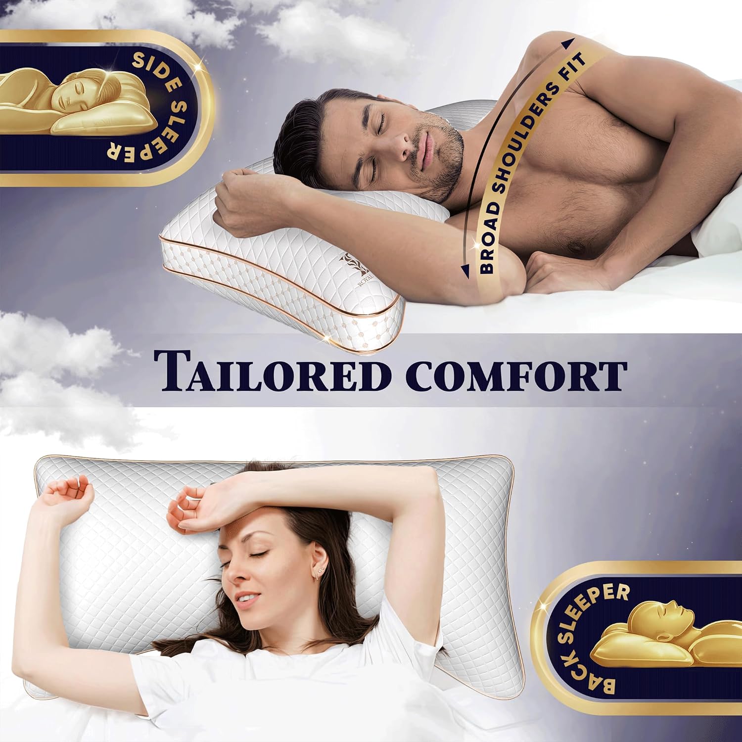 Royal Therapy Queen Size Set of 2-Shredded Memory Foam Pillow–Adjustable Memory Foam Pillow for Sleeping, Firm Pillow for Neck & Shoulder Support