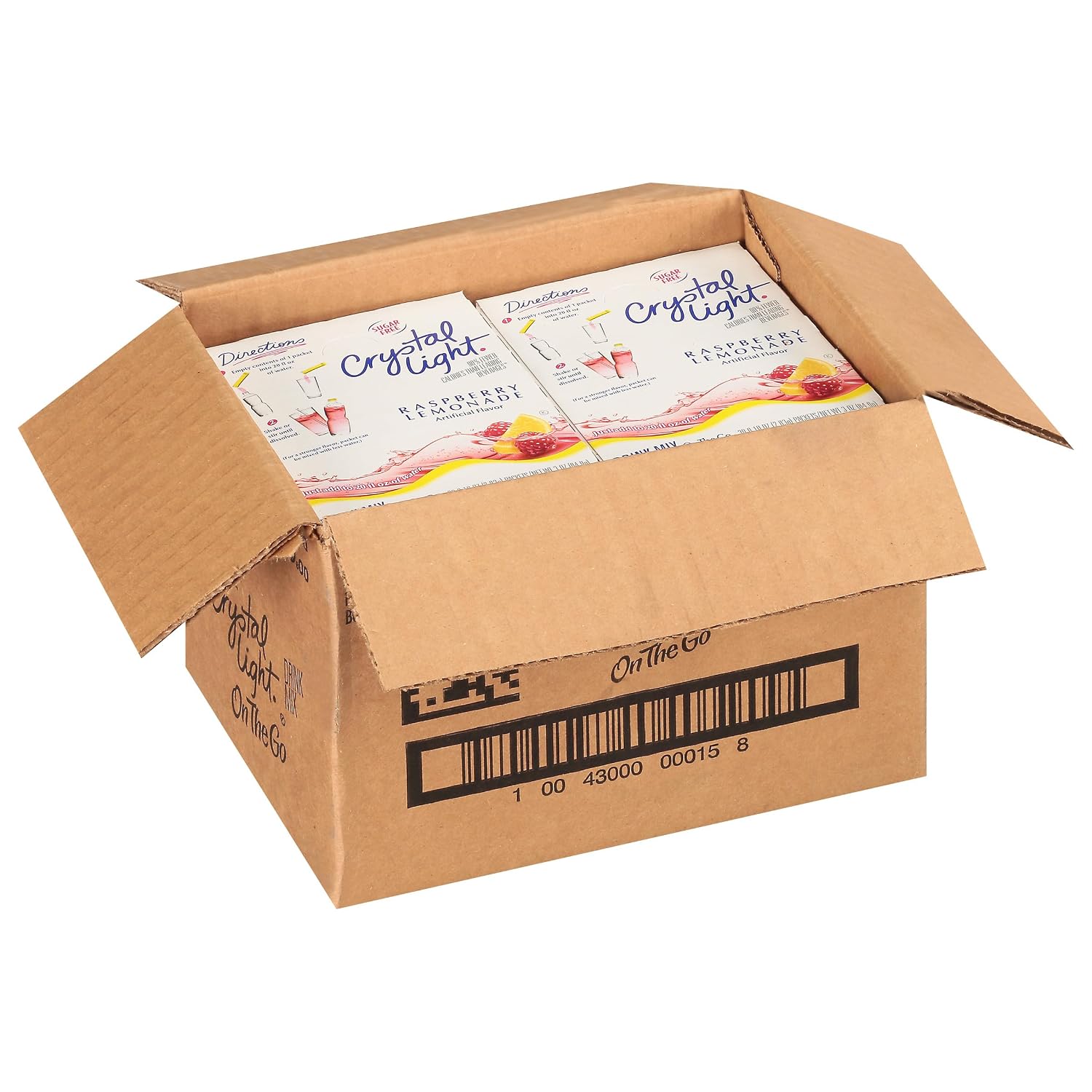 Crystal Light Single Serve Raspberry Lemonade Artificially Flavored Powdered Drink Mix, 120 per Case, 4 Boxes of 30 On-the-Go Packets
