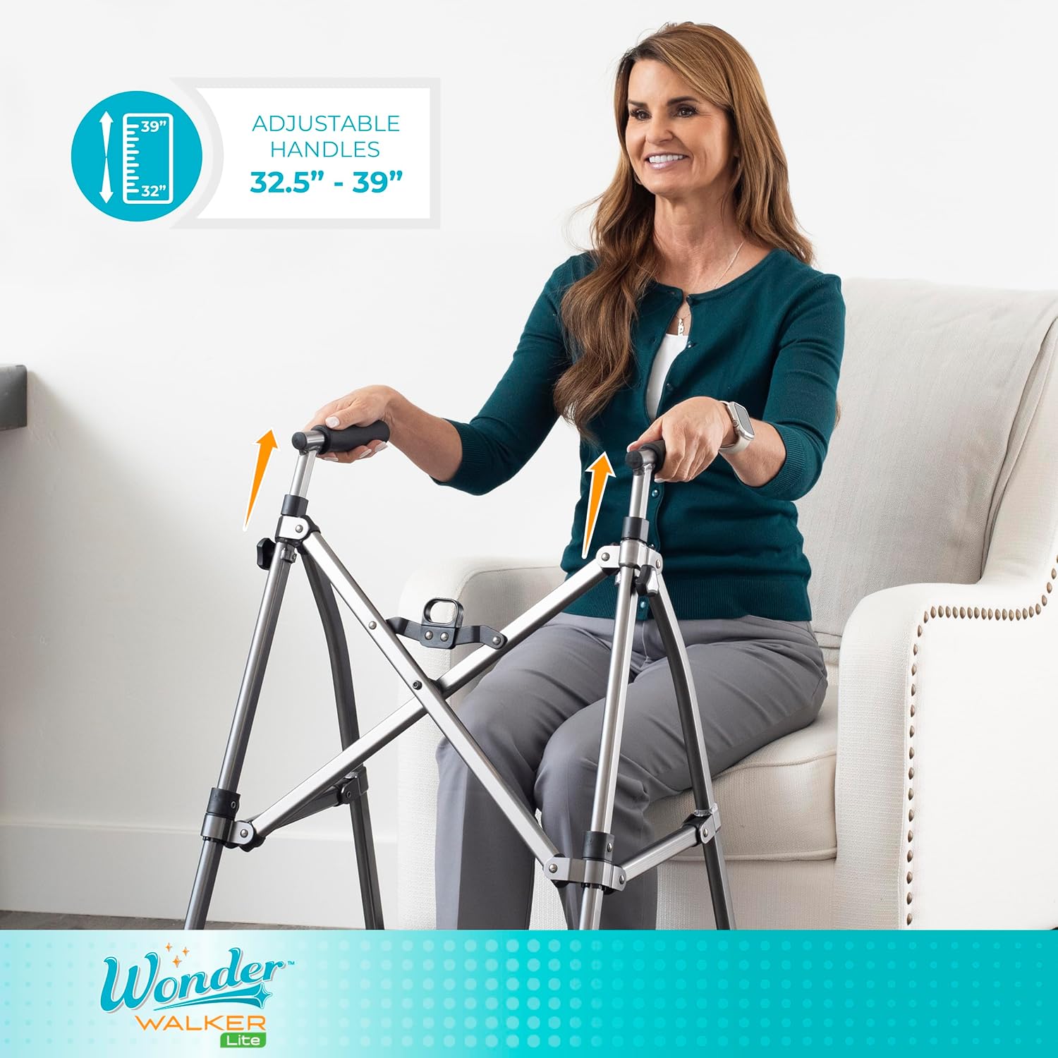 Stander Wonder Walker Lite, Lightweight Folding Mobility Aid for Adults, Seniors, and Elderly, Collapsible Travel Assistant with Rubber Feet for Support, Sport Red
