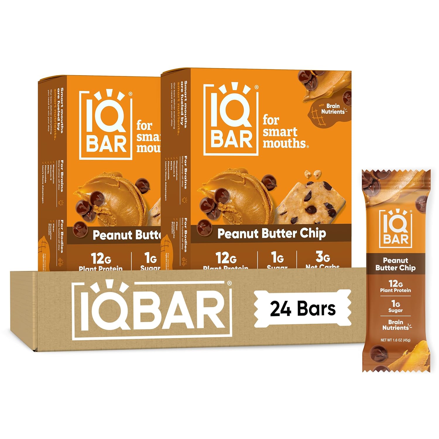 IQBAR Clean Protein Bars, Low Sugar Keto, Banana Nut 12-Count