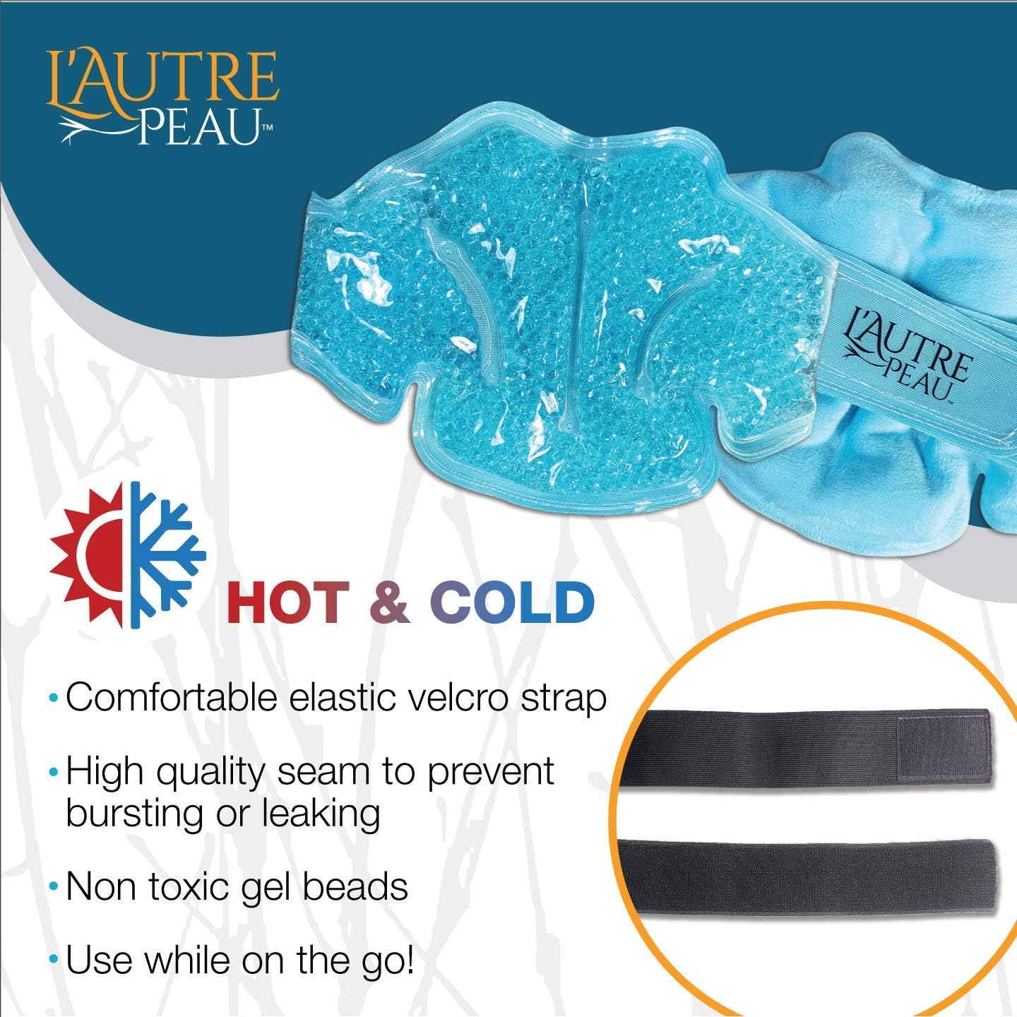 USA Merchant | Hot/Cold Plush Neck & Shoulder Gel Bead Wrap | Freeze Therapeutics by L'AUTRE PEAU | Relief for Tension, Headaches, Injuries, Swelling