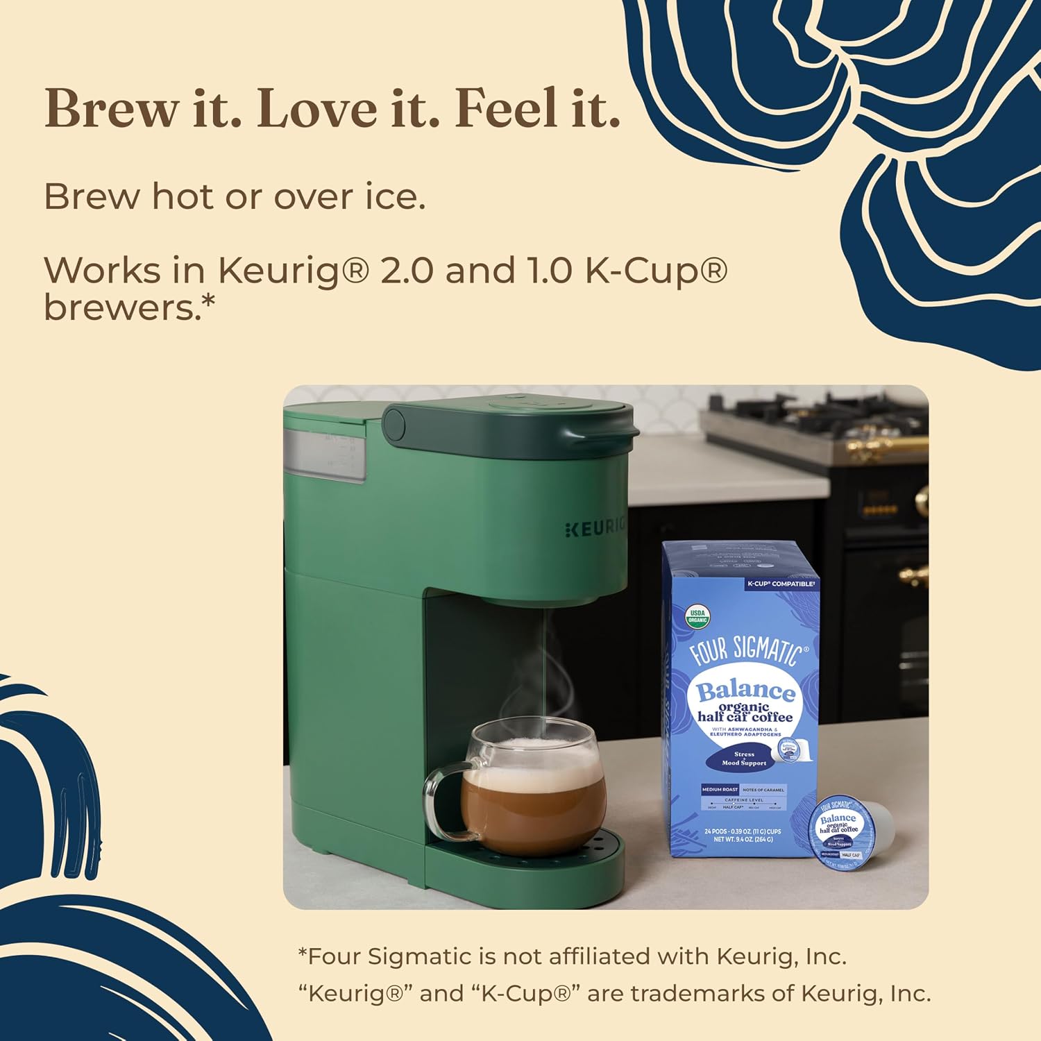 Four Sigmatic Mushroom Coffee K-Cups | Organic Dark Roast Coffee with Lion’s Mane Mushroom Powder & Yacon | Focus & Immune Support | Vegan & Keto