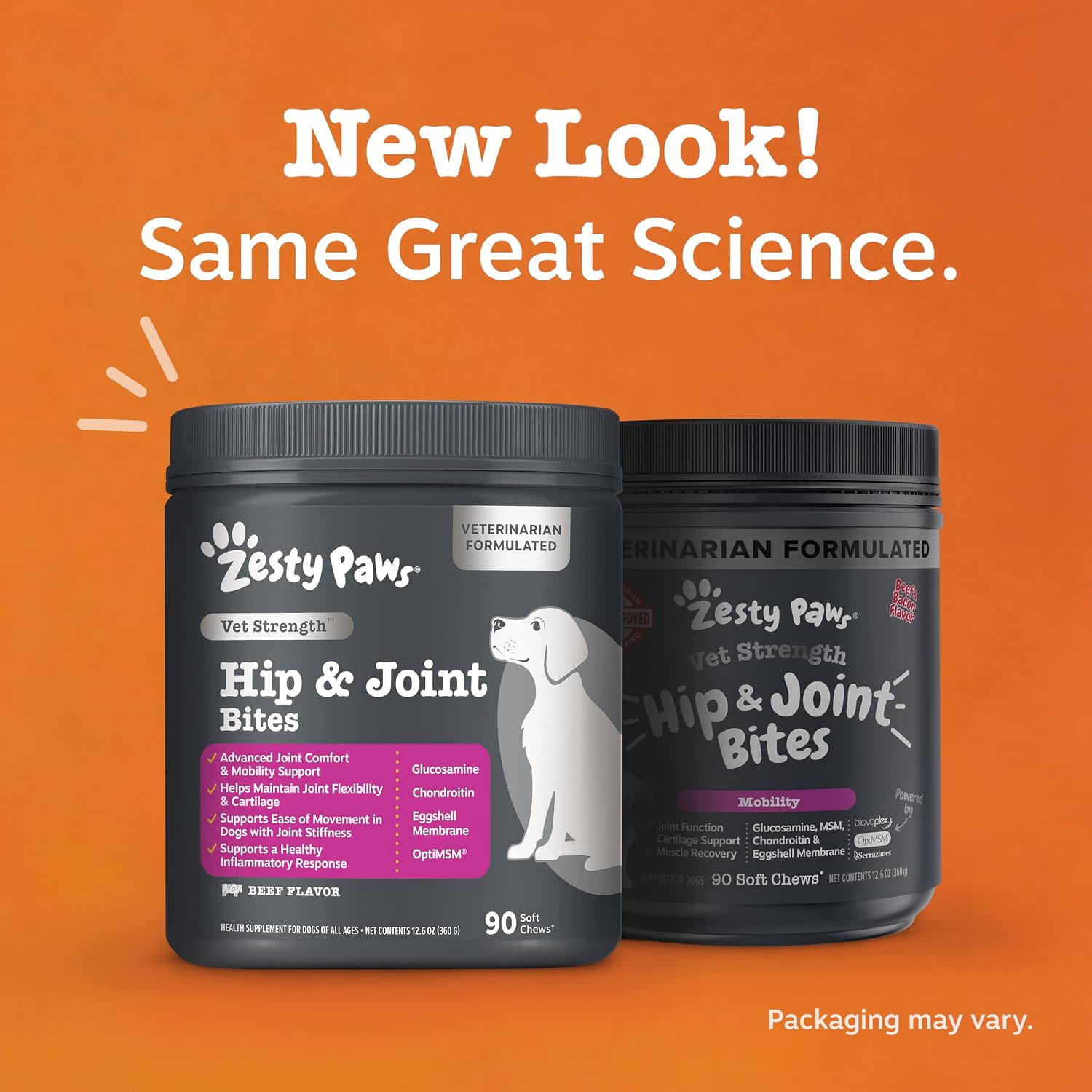 Zesty Paws Hip and Joint Supplement for Dogs - Glucosamine with Chondroitin, MSM, Vitamins C and E Dog Joint Relief - Mobility Bites Duck – 90 Count