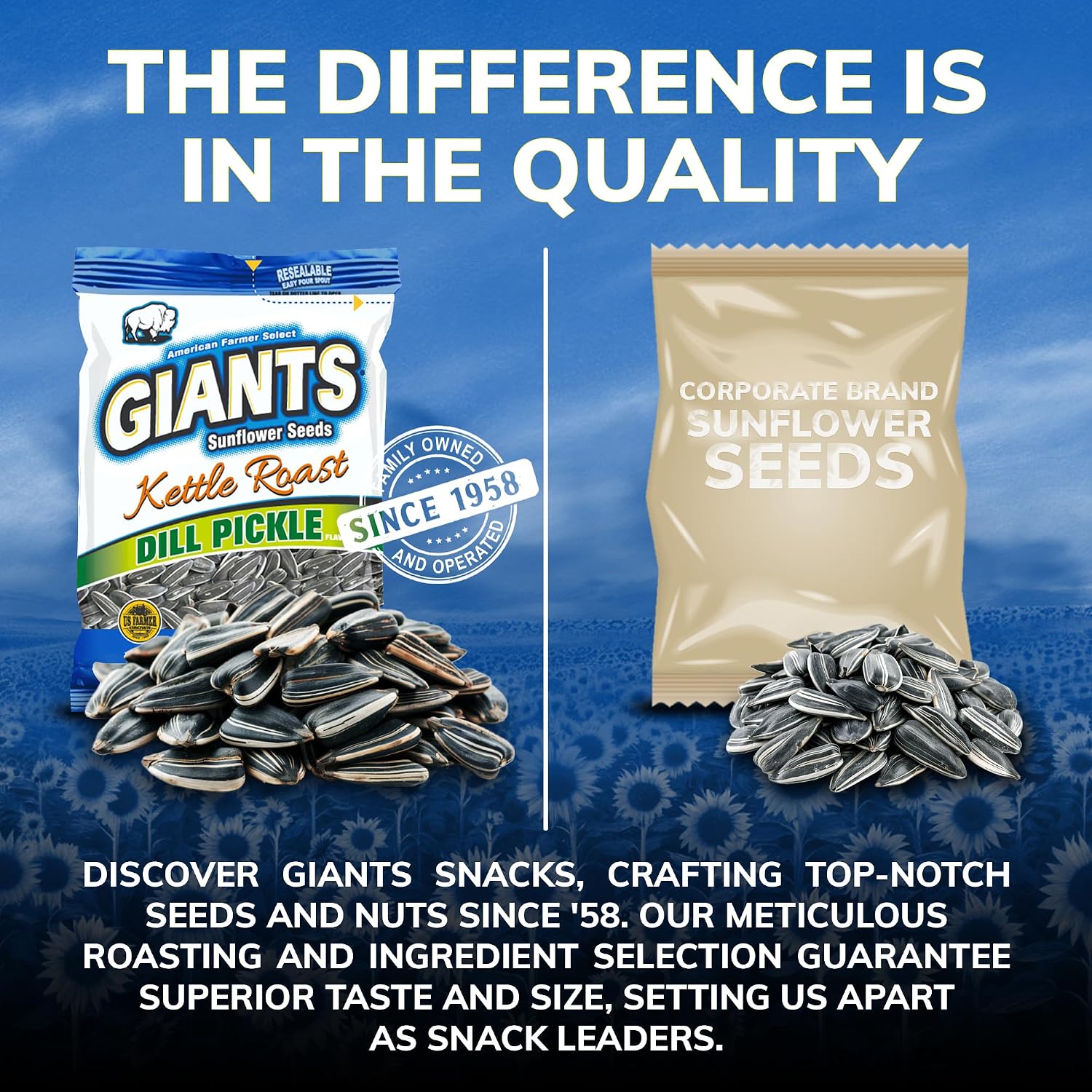 GIANTS Original Sunflower Seeds - Sunflower Seeds to Eat, Sunflower Seeds Bulk, Lightly Salted Sunflower Seeds for Eating, High Protein Snack - 5.75 oz Resealable Bags (Case of 12)