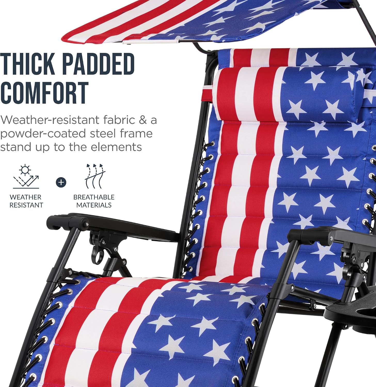 Best Choice Products Oversized Padded Zero Gravity Chair, Folding Outdoor Patio Recliner, XL Anti Gravity Lounger for Backyard w/Headrest, Cup Holder