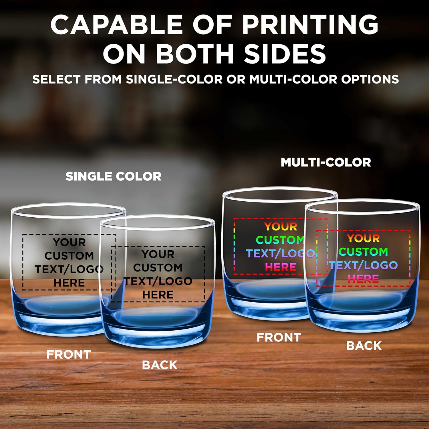 DISCOUNT PROMOS Custom Whiskey Glasses 10 oz Set of 10/50/100, Personalized Bulk Pack - Heavy Base Old Fashioned Glass, Perfect for Scotch, Bourbon