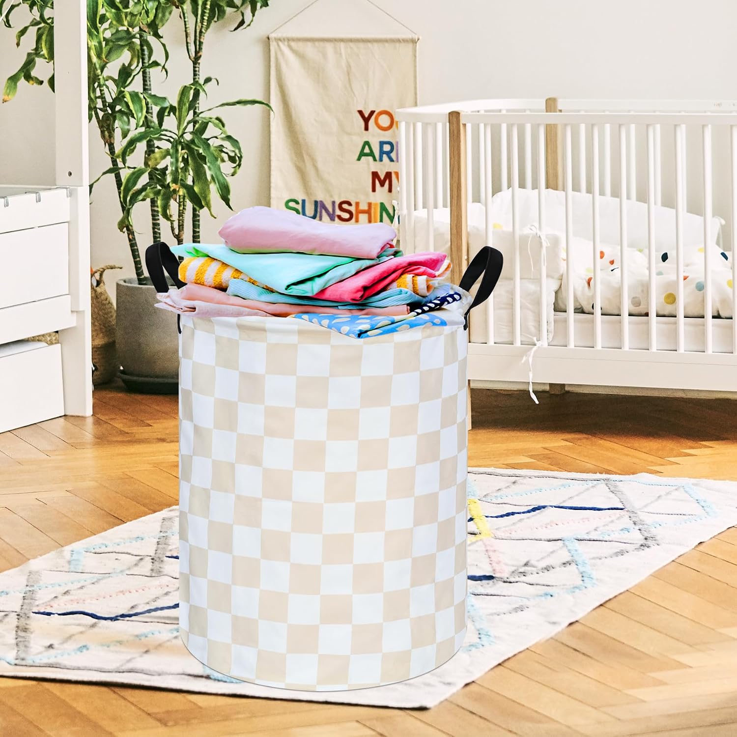 MAIZMZ Kids Hamper Storage Basket Nursery Bins Baby Gift Toy Organizer Box Laundry Basket Large Canvas Collapsible Chest for
