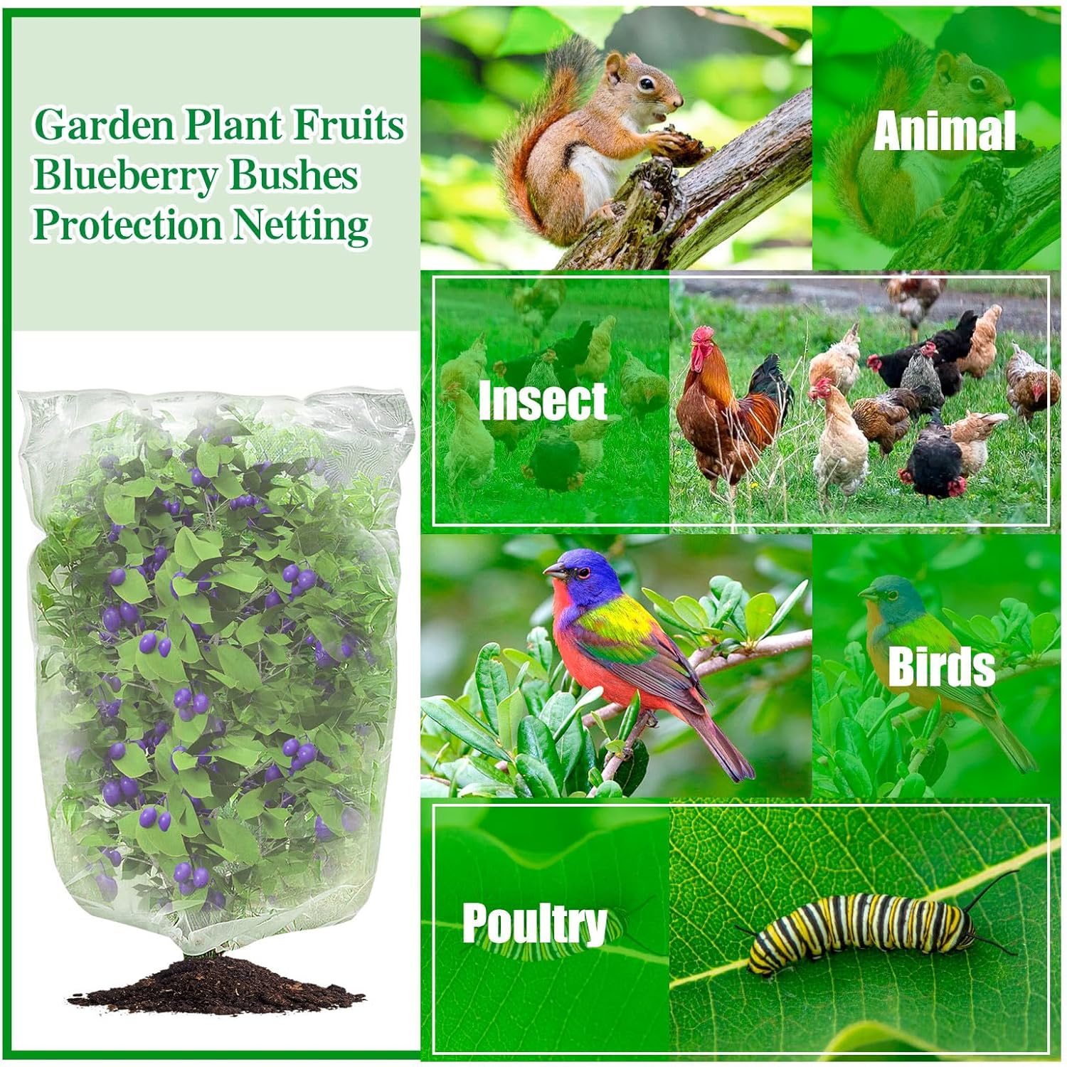 Insect Bird Barrier Mesh, 3.5 x4.6FT Garden Netting Barrier with Drawstring