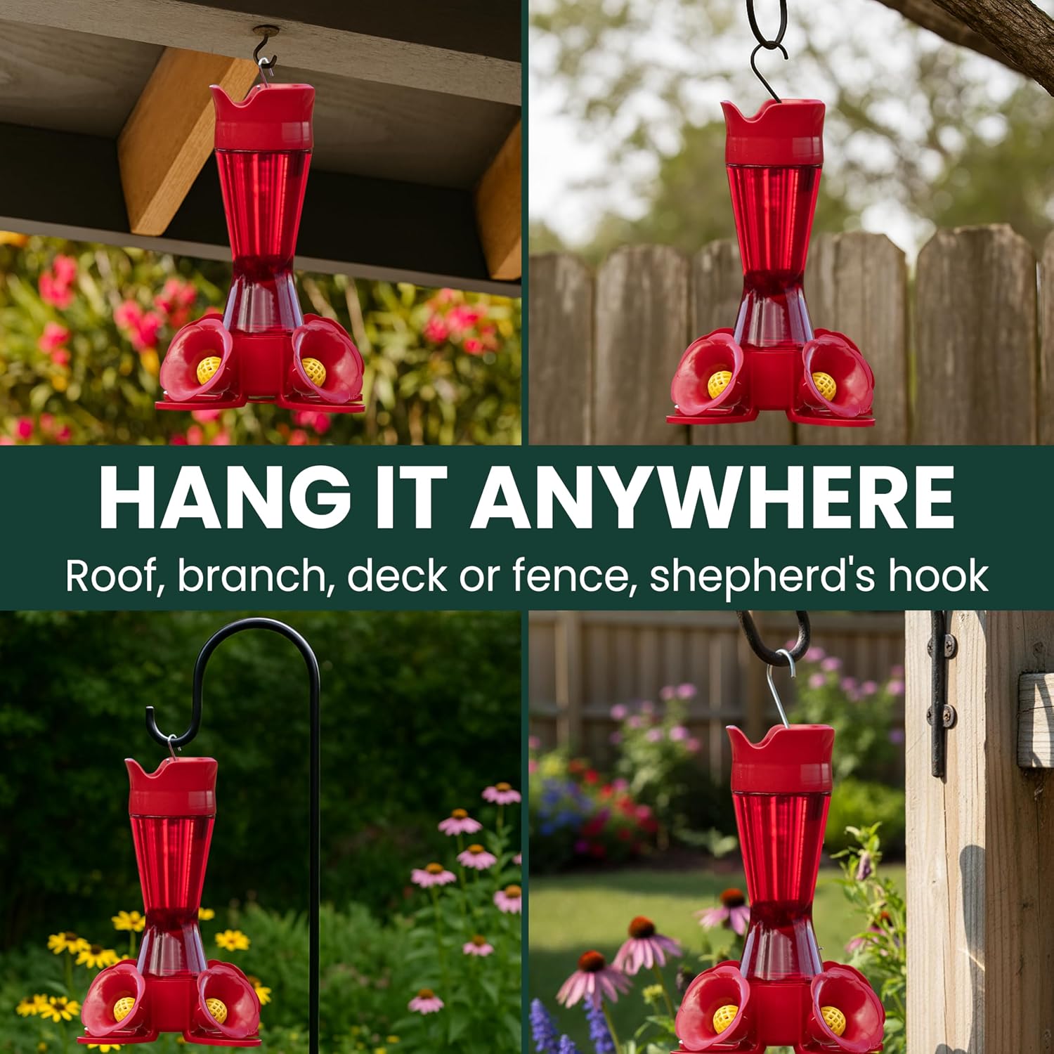 Perky-Pet Red Pinch-Waist Plastic Hummingbird Feeder, 8 oz Capacity | Built-in Bee Guards and Ant Moat for Outdoor Bird Feeding Station and Backyard Wildlife, Hummingbird Feeders for Outdoors