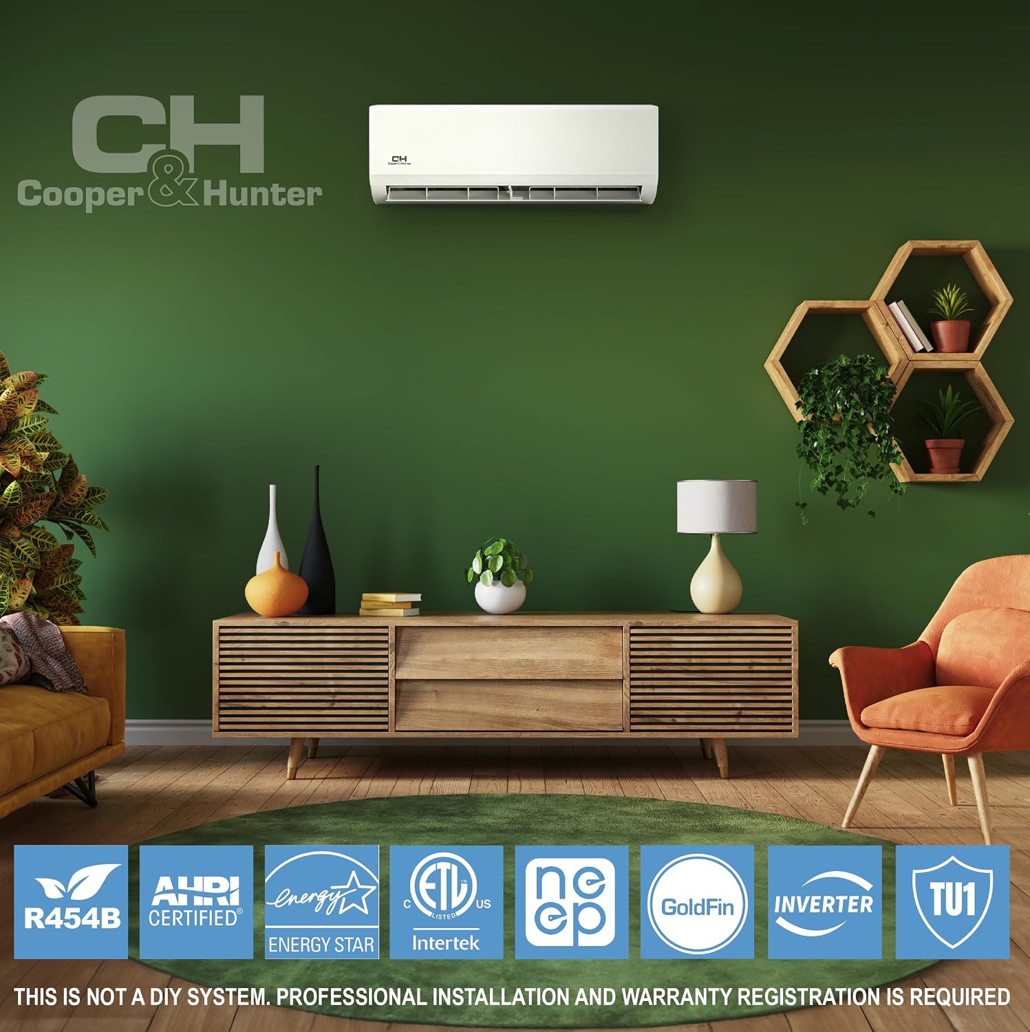 Cooper & Hunter 48,000 BTU 4-Zone Wall Mount Mini Split, 24 SEER2, 230V | 9K+12K+12K+24K BTU, Smart Kits, 25FT Install Kits, Heat Pump, Inverter, Pre-Charged, 4 Ton, Cooling & Heating, Ductless