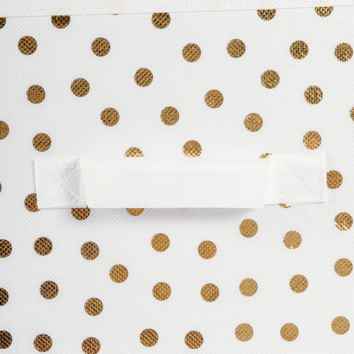 DII Woven Polyester Storage Bin, Polka Dot, White & Gold, Large Set of 2