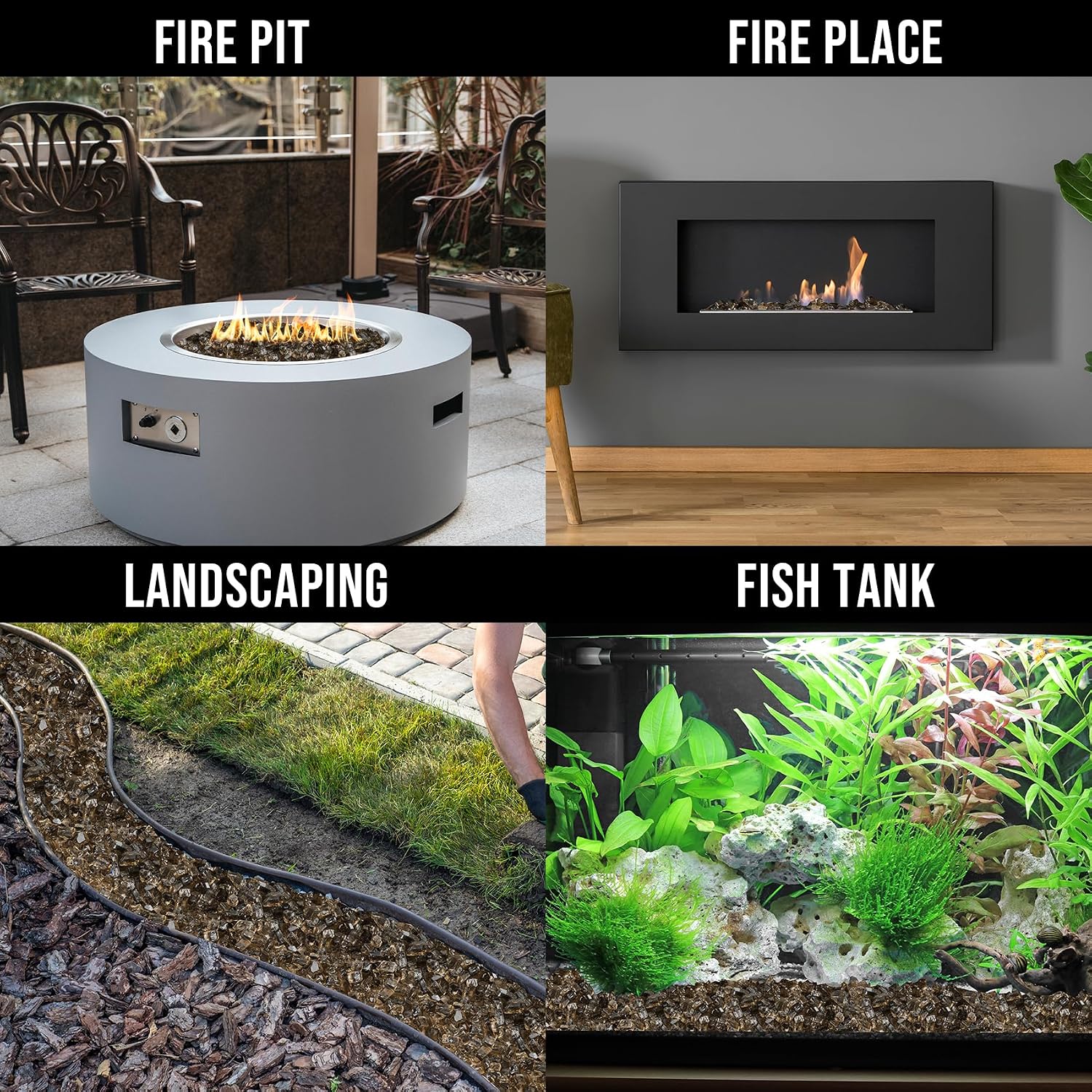 Skyflame 1/4" Pacific Blue Regular Fire Glass for Fire Pit Fireplace