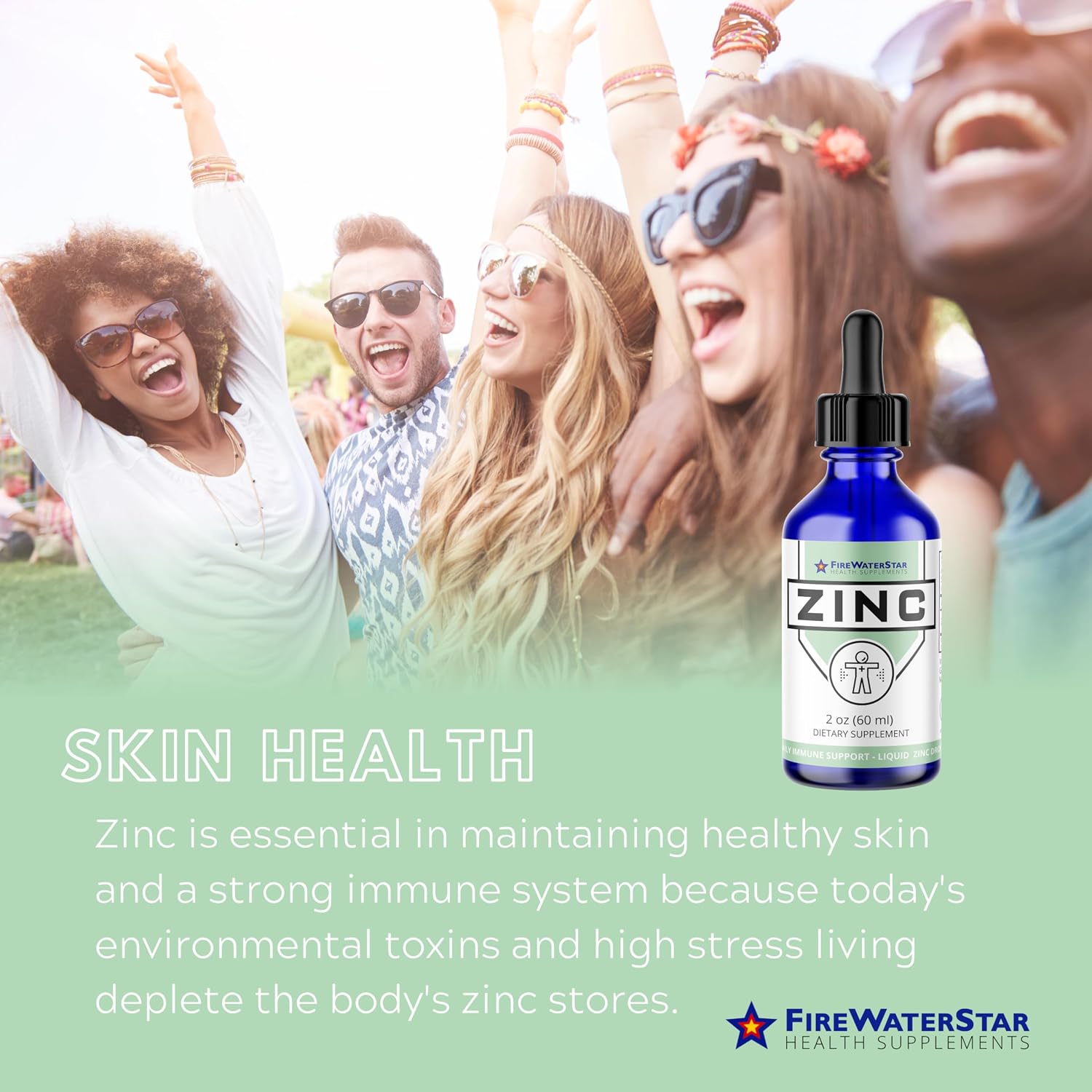 FWS Liquid Zinc Supplement for Men Women Kids, Organic Non-GMO Vegan, Ionic Zinc Sulfate Drops