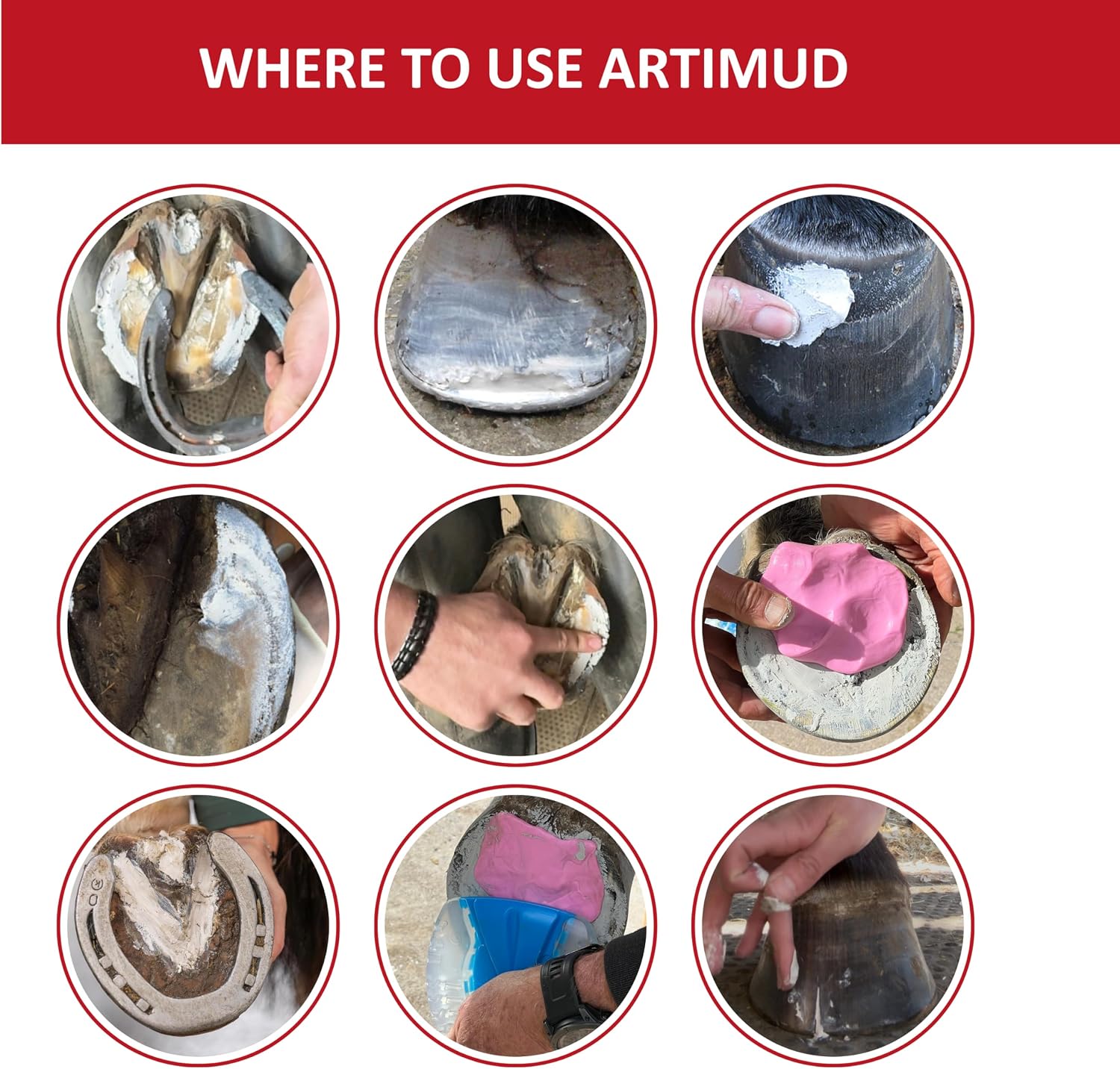Artimud - Horse Hoof Putty | Thrush Treatment | 26.5 oz (750g) | Eucalyptus Horse Hoof Clay | Equine Frog & Sole Protection | Red Horse Products