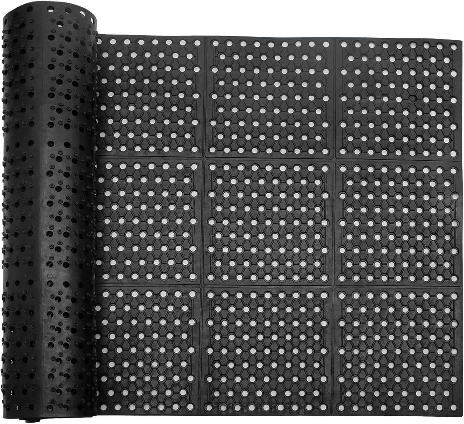 uyoyous Rubber Flooring Mat with Drainage Holes 82.67"x35.43" Resistant Anti-Fatigue Commercial Kitchen Mats with Non-Slip Backing Heavy Duty Rubber