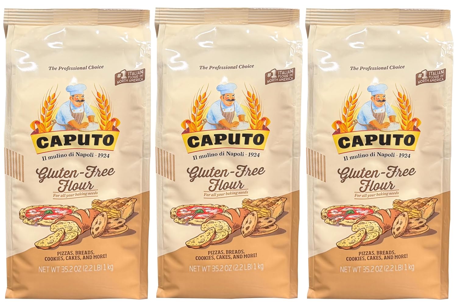Antimo Caputo Gluten Free Pizza Flour 2.2lb - All Natural Multi Purpose Flour & Starch Blend for Baking Pizza, Bread, & Pasta