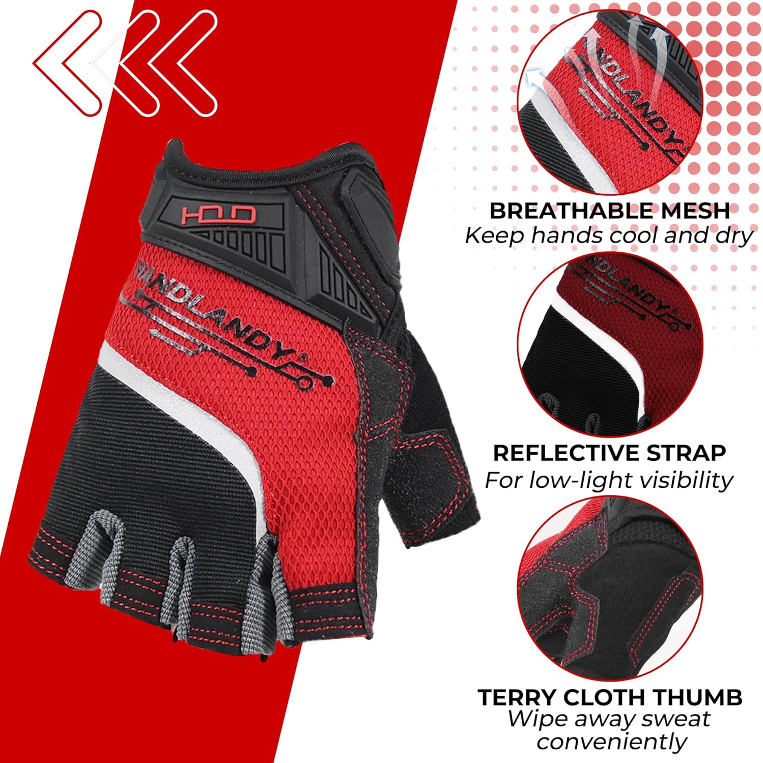 HANDLANDY Framer Work Gloves Open-Finger Carpenters Gloves, Fingerless Gaming Gloves for Tactical Shooting, Airsoft, Hunting, Police Work and Hiking L