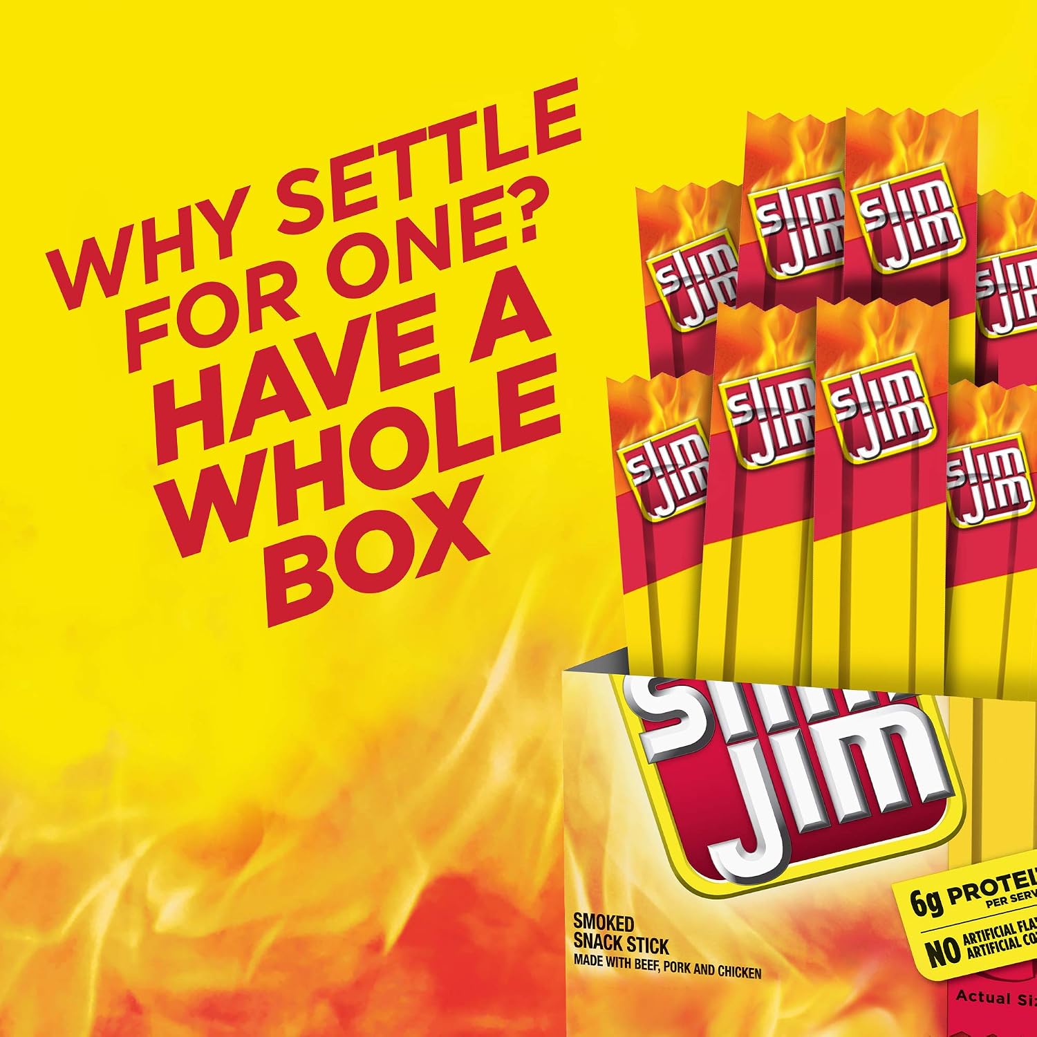Slim Jim Smoked Jerky Snack Sticks, Original Flavor, 0.28 oz., 14-ct