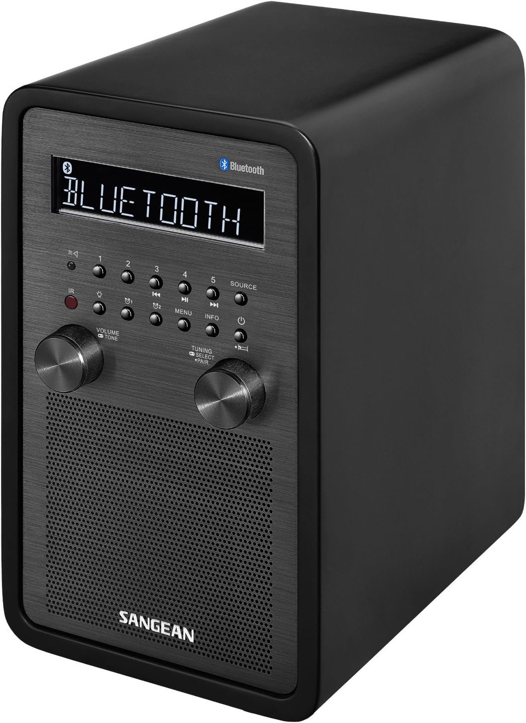 Sangean WR-50P AM/FM Bluetooth Wood Cabinet Tabletop Stereo Digital Receiver, Black