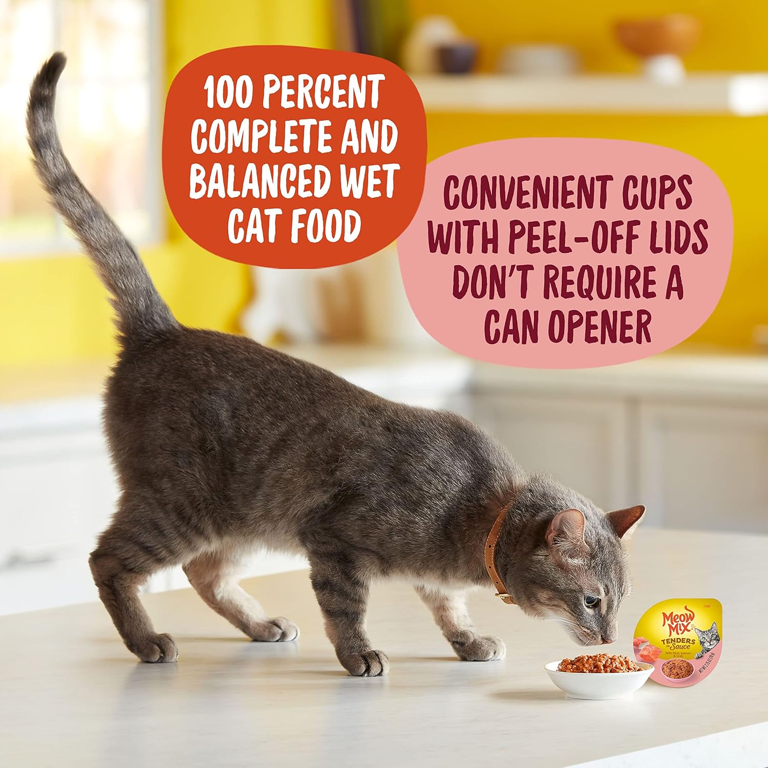 Meow Mix Tenders in Sauce, Wet Cat Food with Tuna & Whole Shrimp, 12 Cups