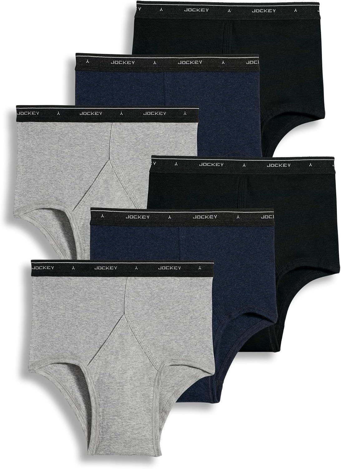 Jockey Classic Full Rise Brief- 6 Pack - 100% Cotton Underwear for Men