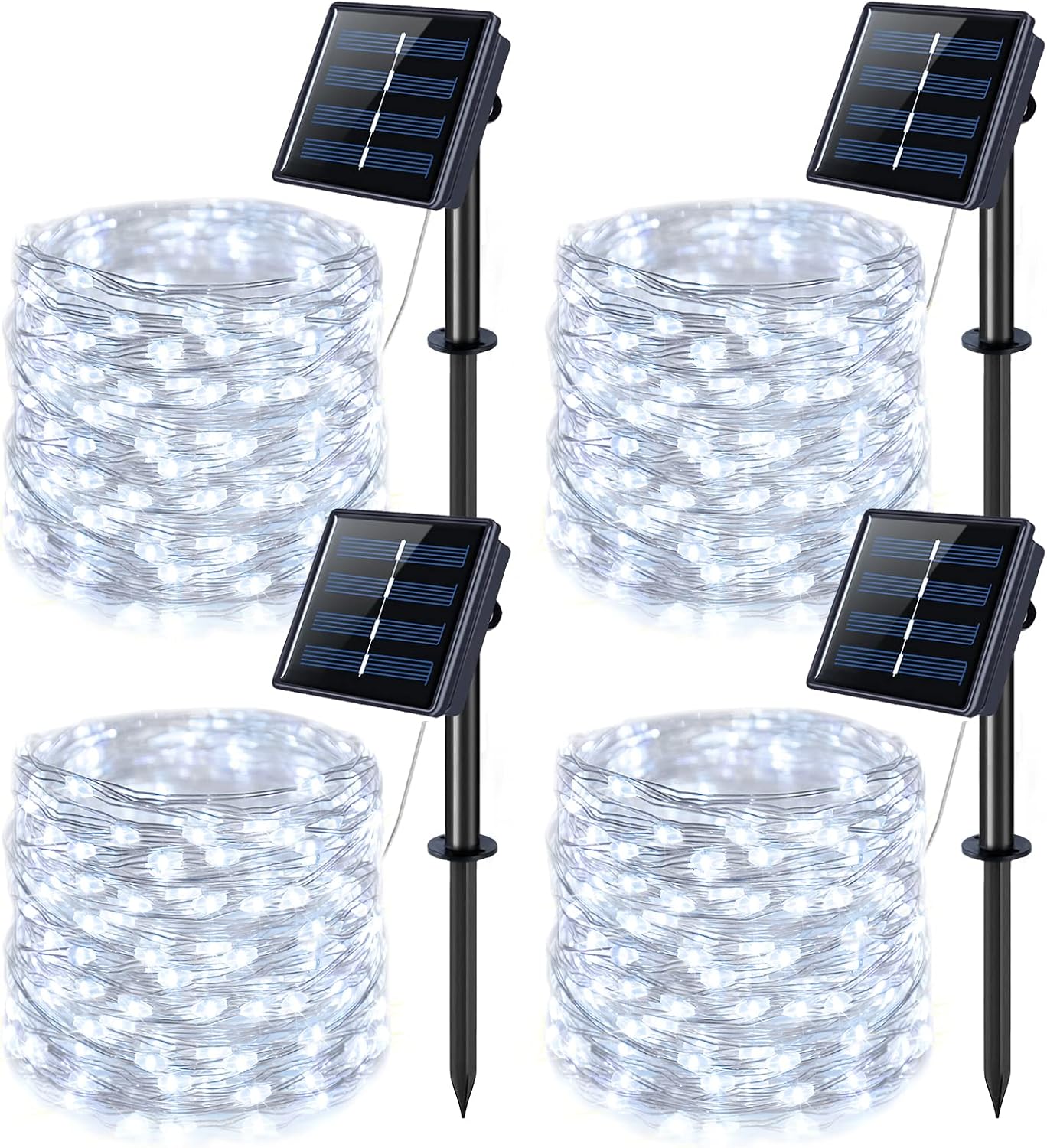 JMEXSUSS 2 Pack Solar String Lights Outdoor Total 66FT 200LED Fairy Lights | Outdoor Waterproof, 8 Modes Solar Christmas Lights for Outside Garden Tree Patio Yard Wedding Christmas Decorations, White