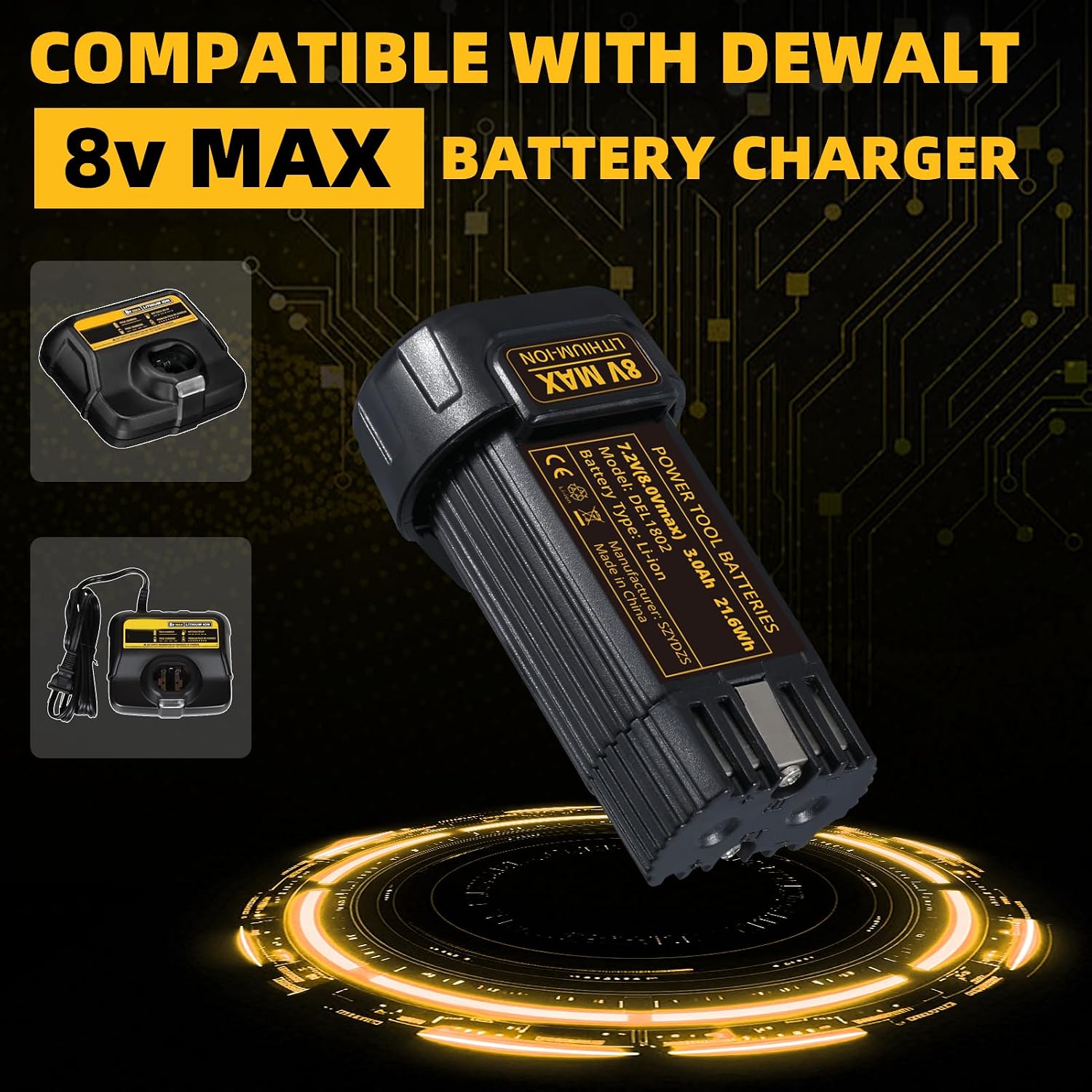 3.0Ah DCB080 Battery Replacement for Dewalt 8V Battery 2Pack | Fits DCF680N1 DW4390 DCF680N2 DCF680G2