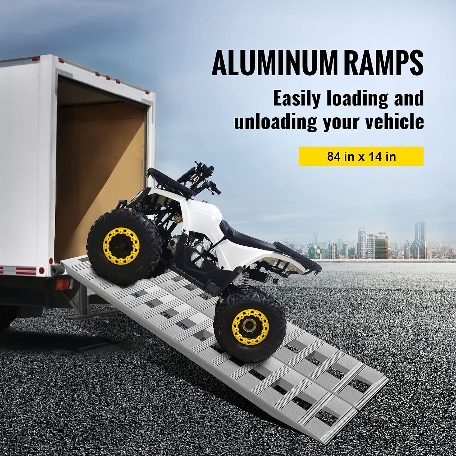 BestEquip 84x14 Inch Aluminum Ramps 6000LBS Capacity Car Trailer Truck ATV Ramps 1 Pair 2 Ramps