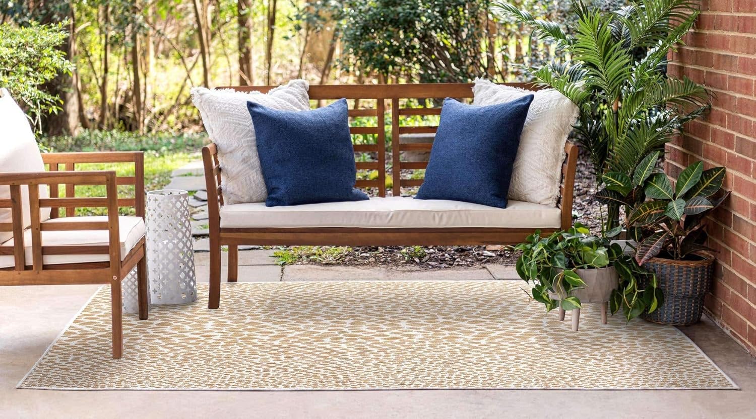 Unique Loom Outdoor Collection Area Rug - Cape Town (9' x 12' Rectangle, Blue/Ivory)
