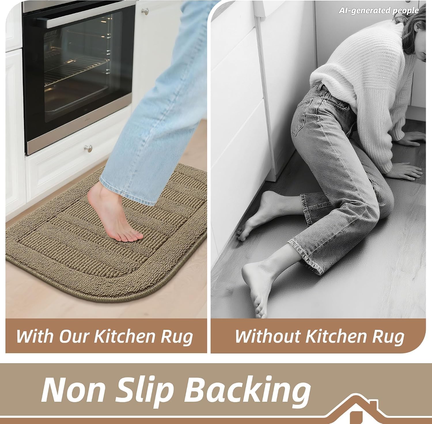BEQHAUSE 30x18 Inch Kitchen Rugs Non Slip Washable Kitchen Sink Rug, Green
