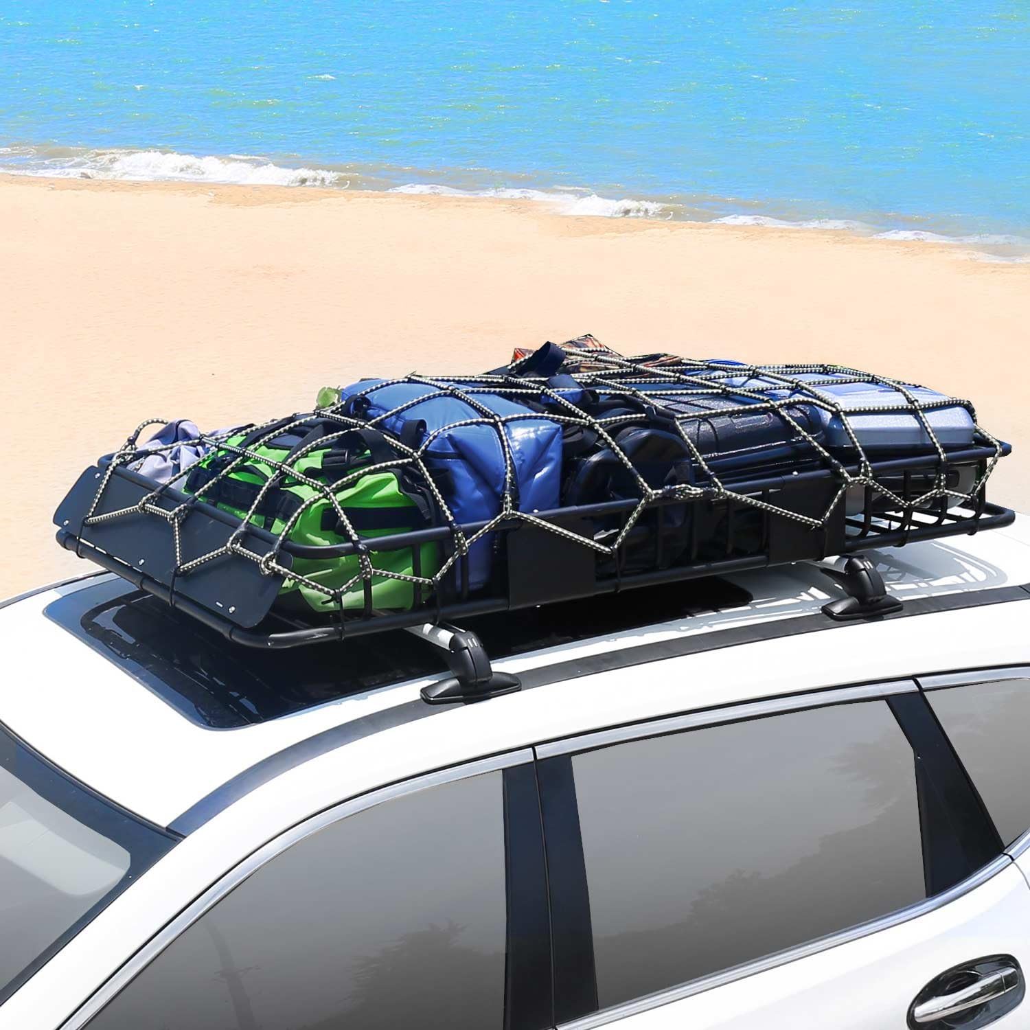 Leader Accessories Roof Rack Cargo Basket 64"x39"x4" for SUV Truck Van Car | 150 lbs Capacity, Alloy Steel with Rust-Resistant , Easy Assembly, Extra Storage for Luggage, Camping & Outdoor Road Travel