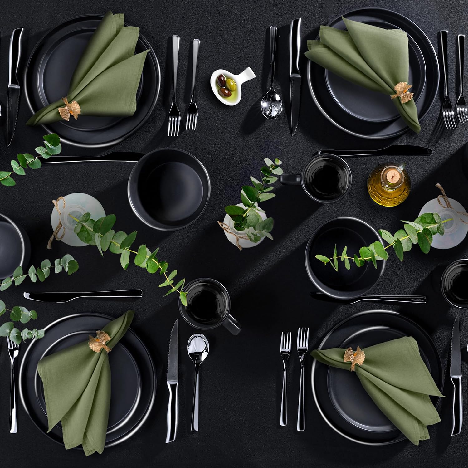 Zulay Kitchen Luna Plates and Bowls Sets, 16 Piece Modern Porcelain Dish Set for 4, Chip and Scratch Resistant Square Dinnerware Set