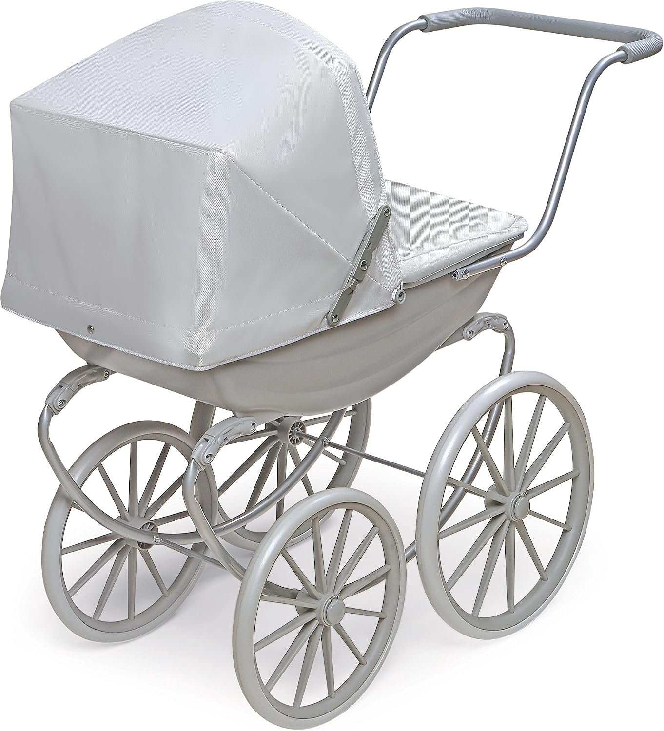 Badger Basket London Doll Pram Stroller with Canopy & Sturdy Handle - Gray | Fits 18-20" dolls, adjustable canopy, sturdy handle