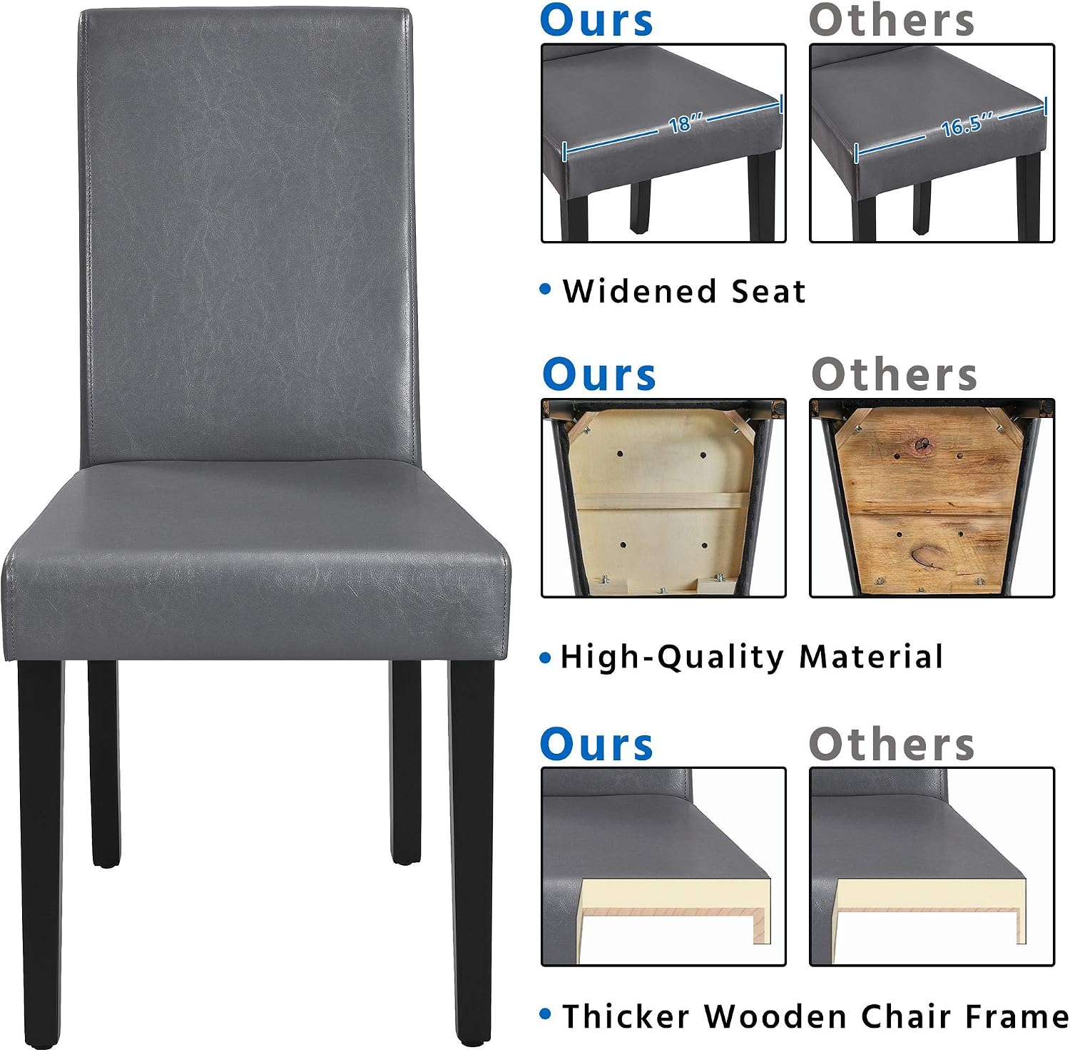 Yaheetech Dining Chairs Set of 8 Upholstered Kitchen Chairs Dark Brown