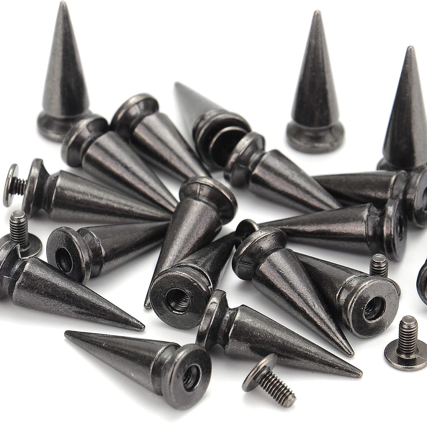 YORANYO 20 Sets 25MM Silver Color Metallic Spikes and Studs 1" Metal Bullet Cone Spikes Screw Back Large Punk Studs and Spikes for Clothing Shoes