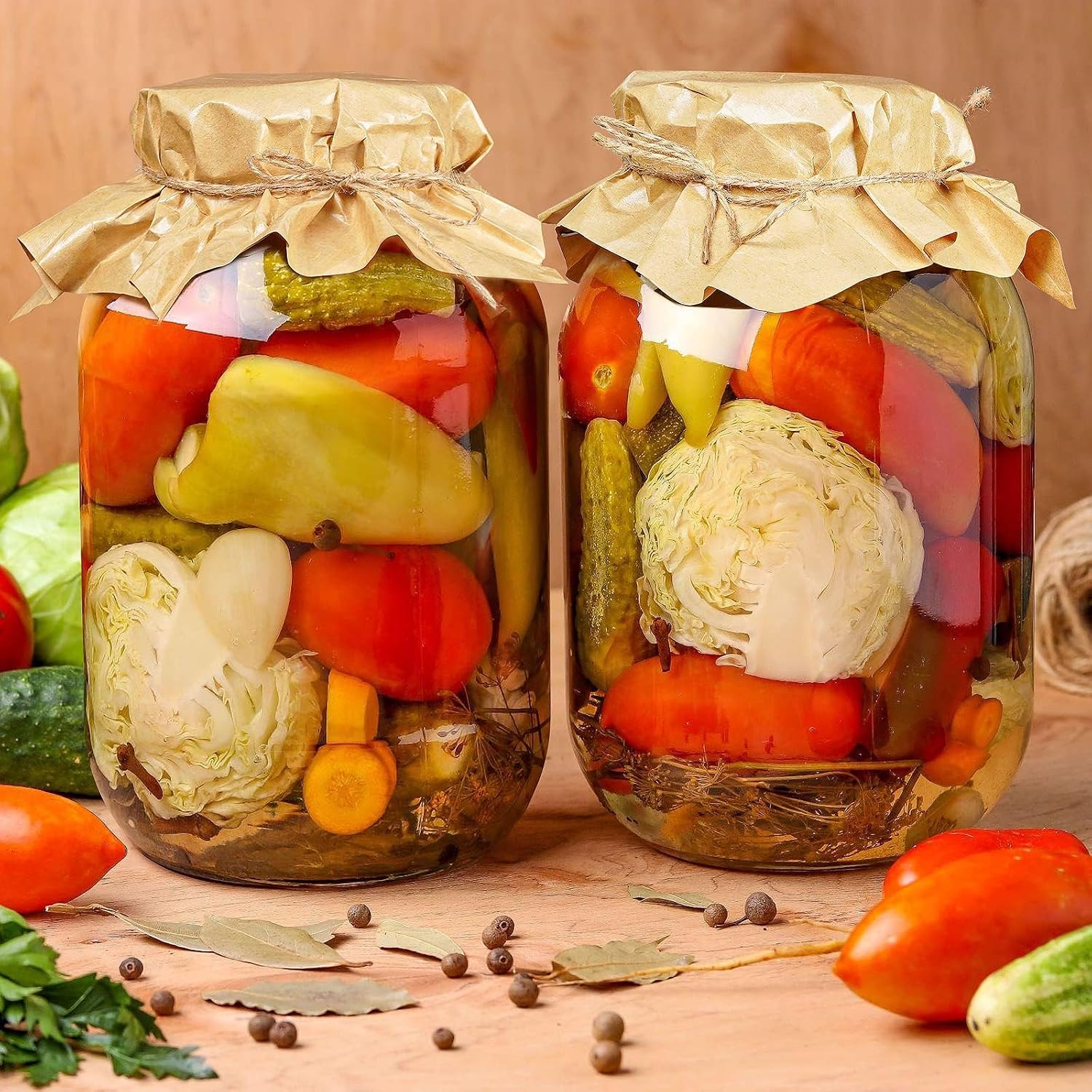 1 Gallon Glass Mason Jar with Airtight Lids, 2 Pack Wide Mouth Storage Jars
