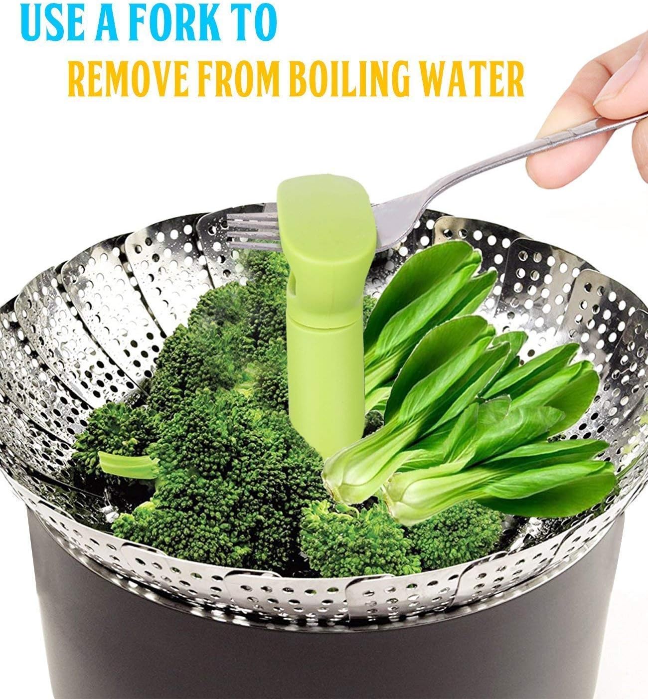 Consevisen Vegetable Steamer Basket for Cooking Food, Stainless Steel Veggie Steam Basket for Pot, Folding Expandable Steaming Insert with Extendable Handle Fits Various Size Pot, 7.1" to 11"