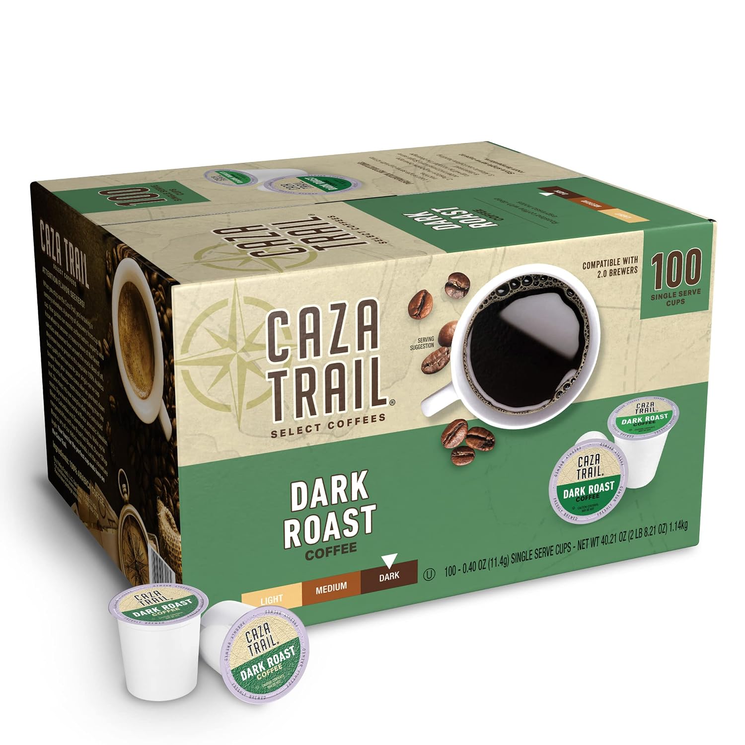 Caza Trail Coffee, Kona Blend, 100 Single Serve Cups