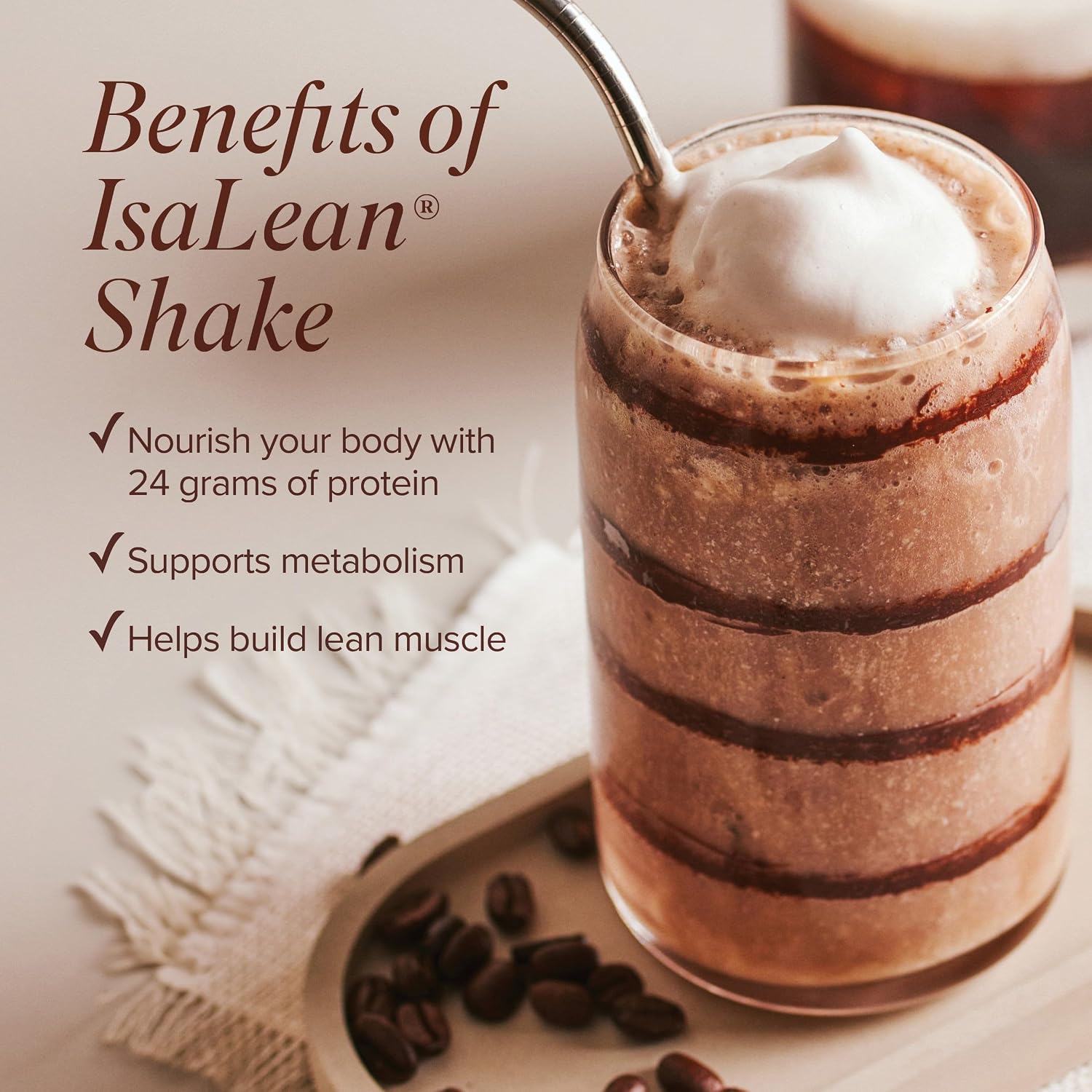 IsaLean Protein Shake - Complete Nutrition for Maintaining Healthy Weight & Lean Muscle Growth Enhanced with MCT Oil - 24 Vitamins & Minerals - 28.1 oz - 14 Meal Canister - Creamy Chocolate